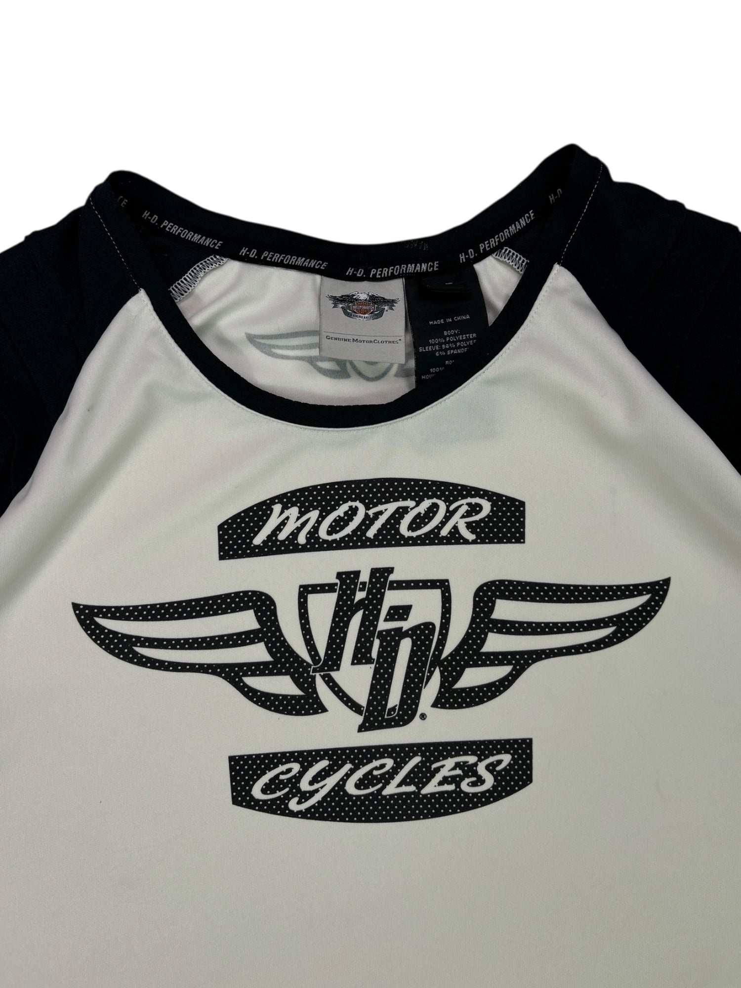 (XL) Harley Davidson White and Black Baseball Style Tee