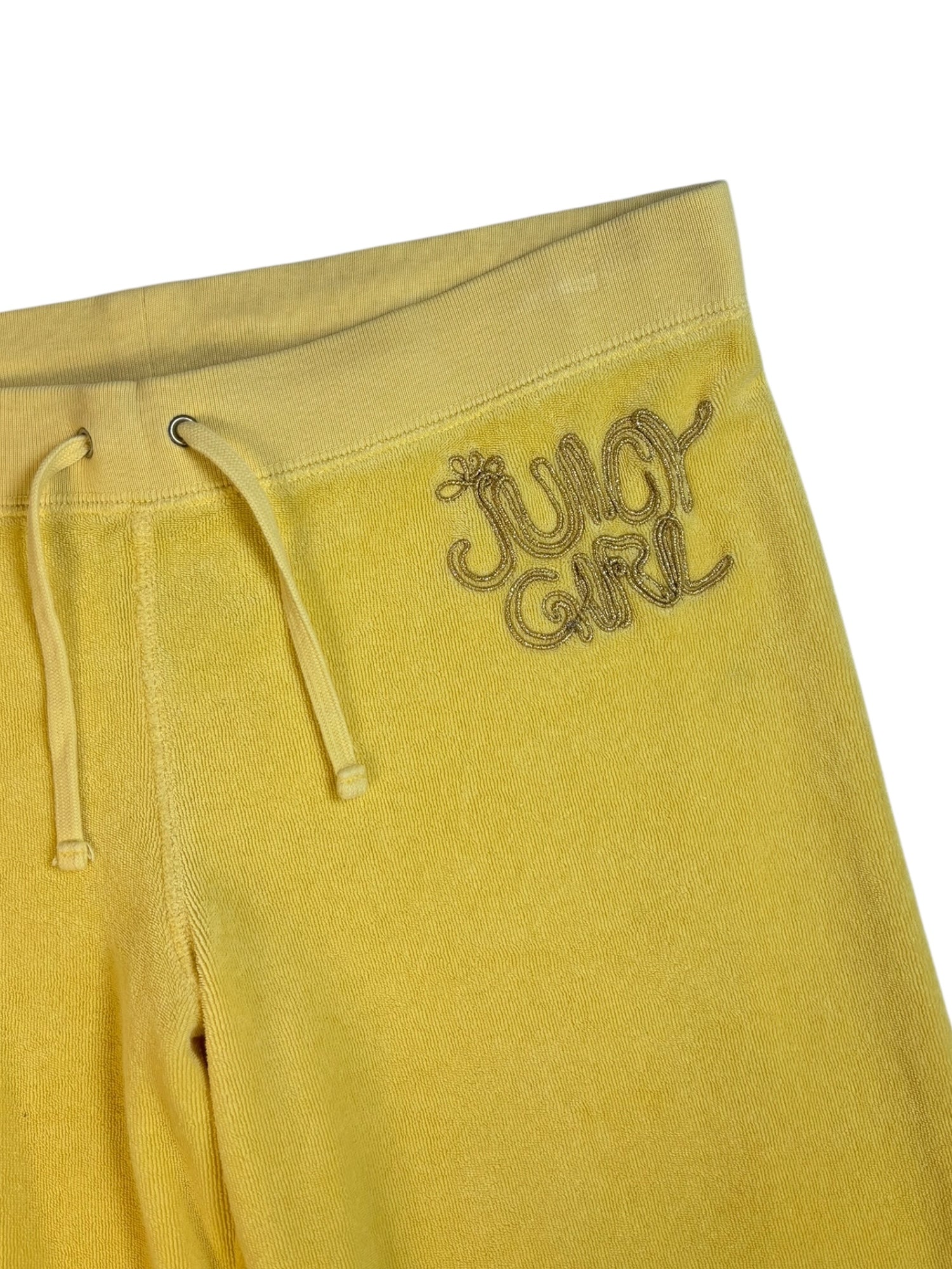 (XS) Yellow Embroidered Terry Cloth Juicy Couture Pants