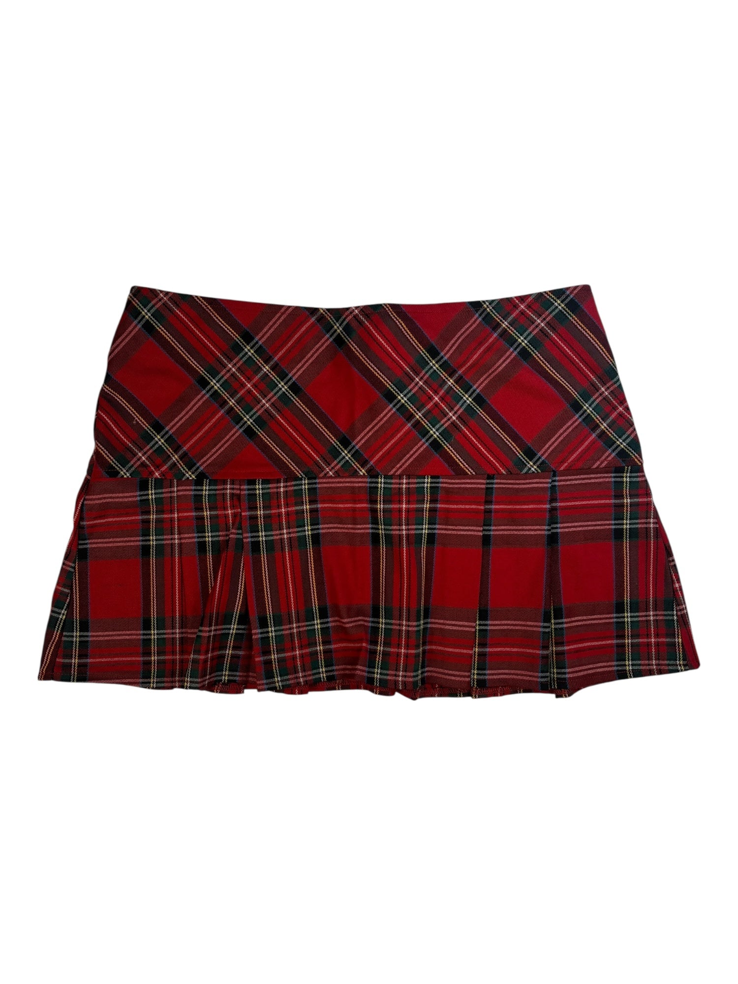 (L) 725 Orignals Red Plaid Pleated Mini Skirt