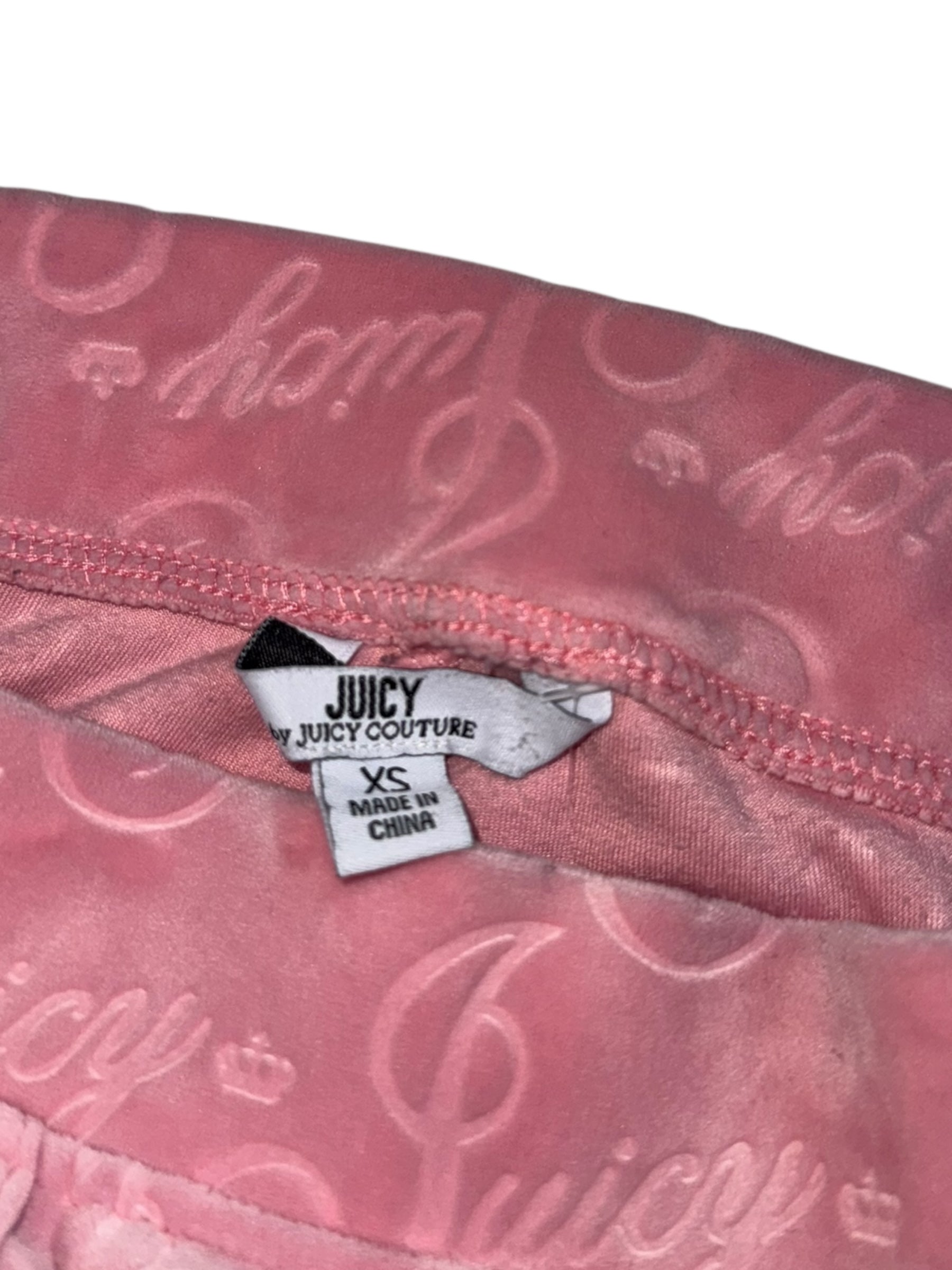 (XS) Light Pink Juicy Printed Juicy Couture Velour Pants