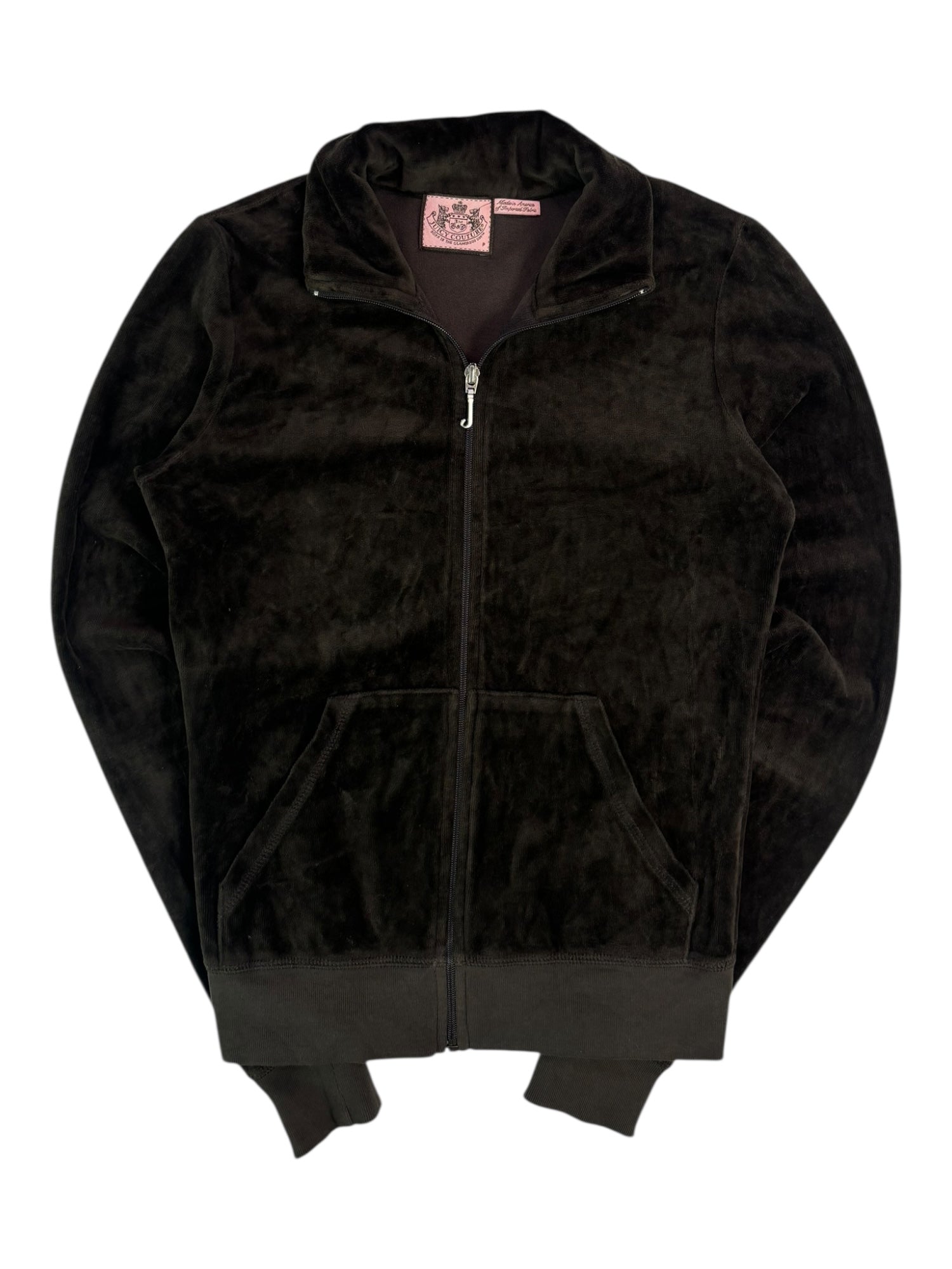 (XS) Brown Juicy Couture Velour Zip-up Sweater