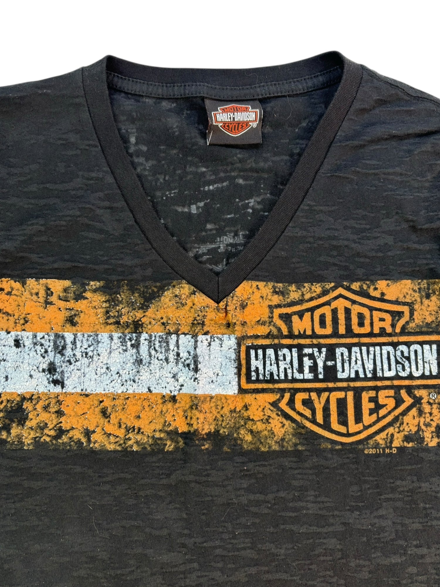 (M) Black Harley Davidson Burn-out Style Tee