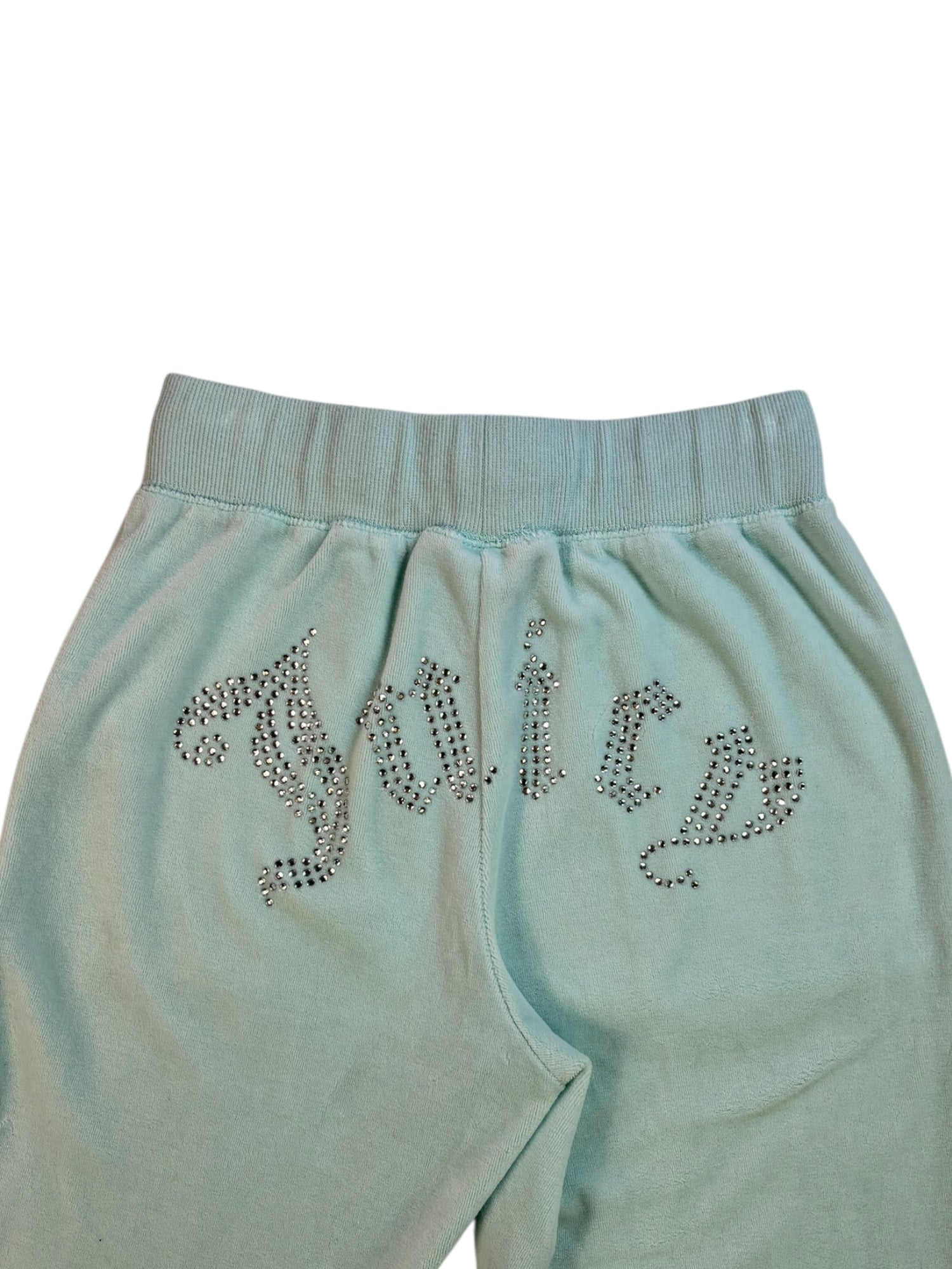 (XS) Baby Blue Embroidered Juicy Velour Pants