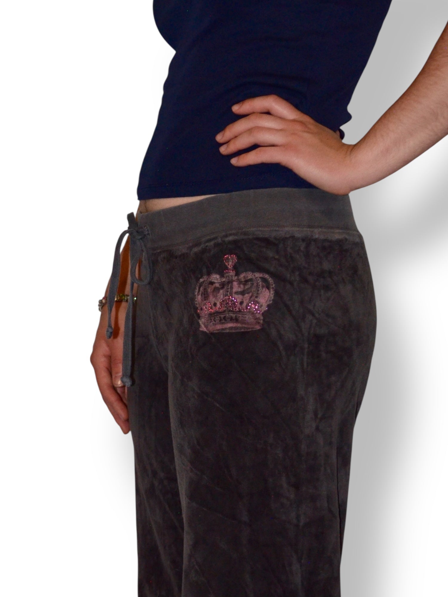 (M) Dark Grey Embellished Crown Juicy Couture Pants