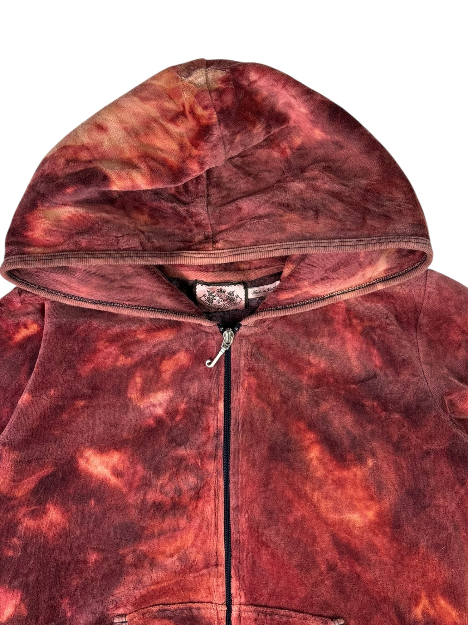 (M) Red-Orange Tie-Dye Juicy Couture Zip-up Hoodie