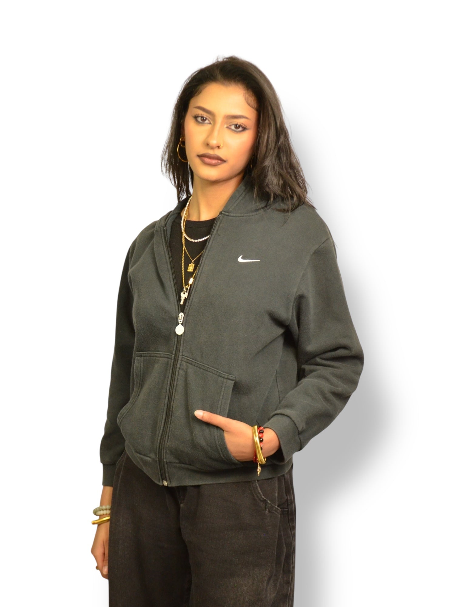 (M) Black Nike Zip-up Hoodie