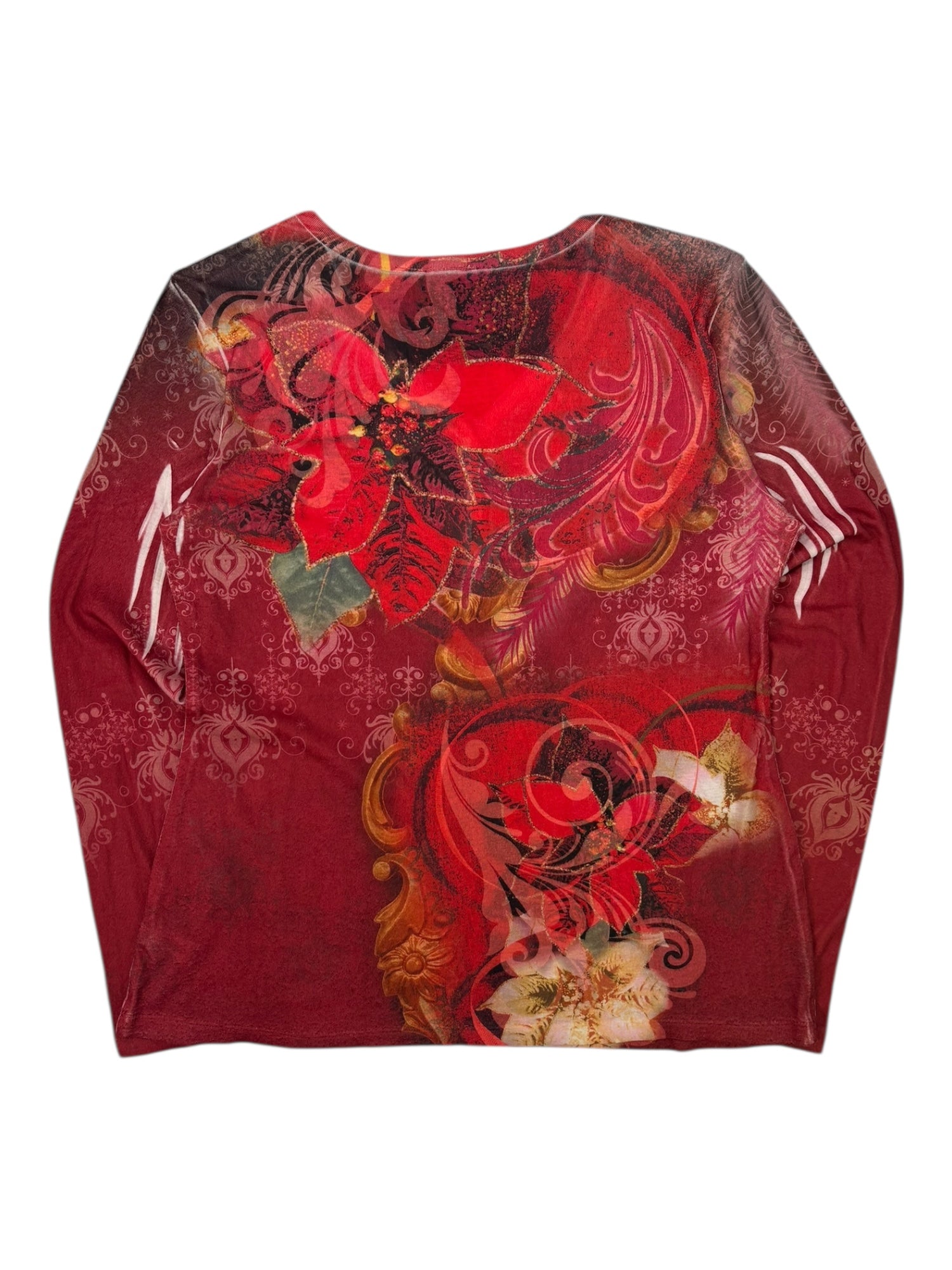 (L) Cato Red Emebellished Longsleeve Tee
