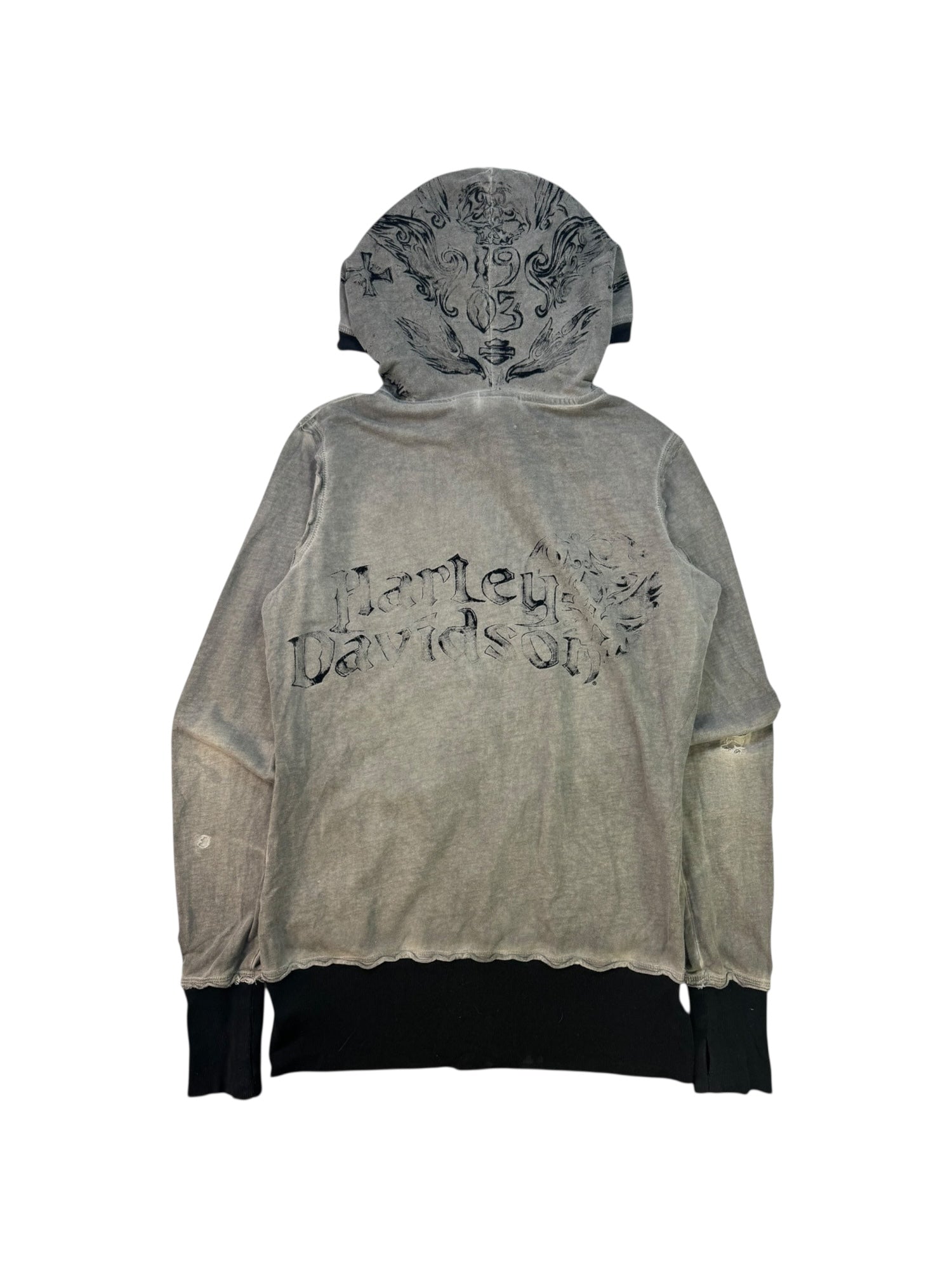 (M) Grey Embellished Harley Davidson Zip Up