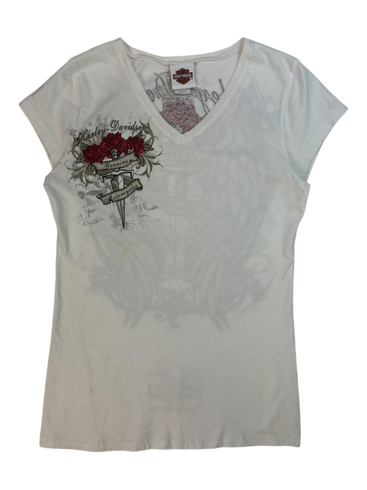 (M) Dagger & Rose Embellished Harley Davidson Tee