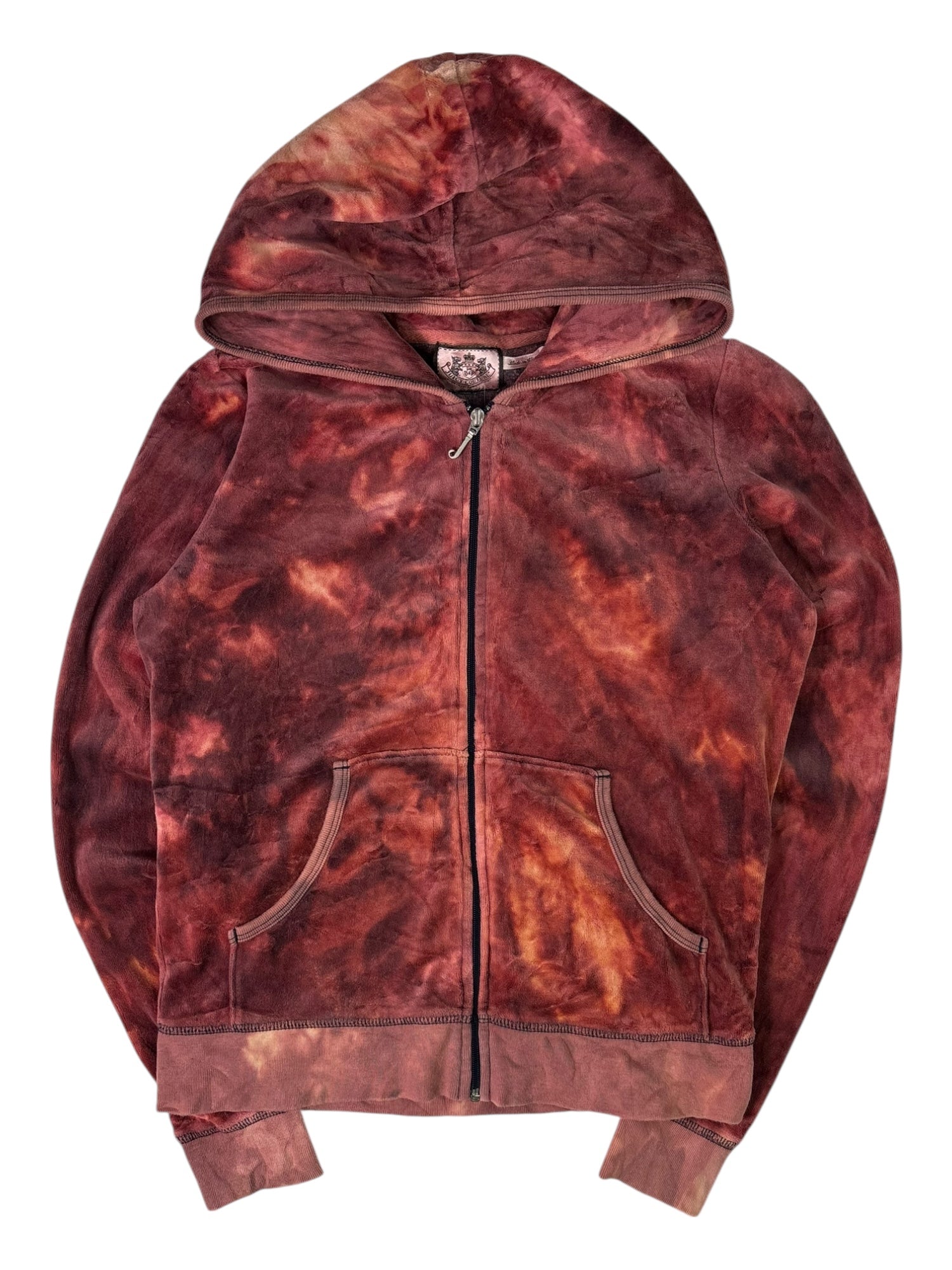 (M) Red-Orange Tie-Dye Juicy Couture Zip-up Hoodie