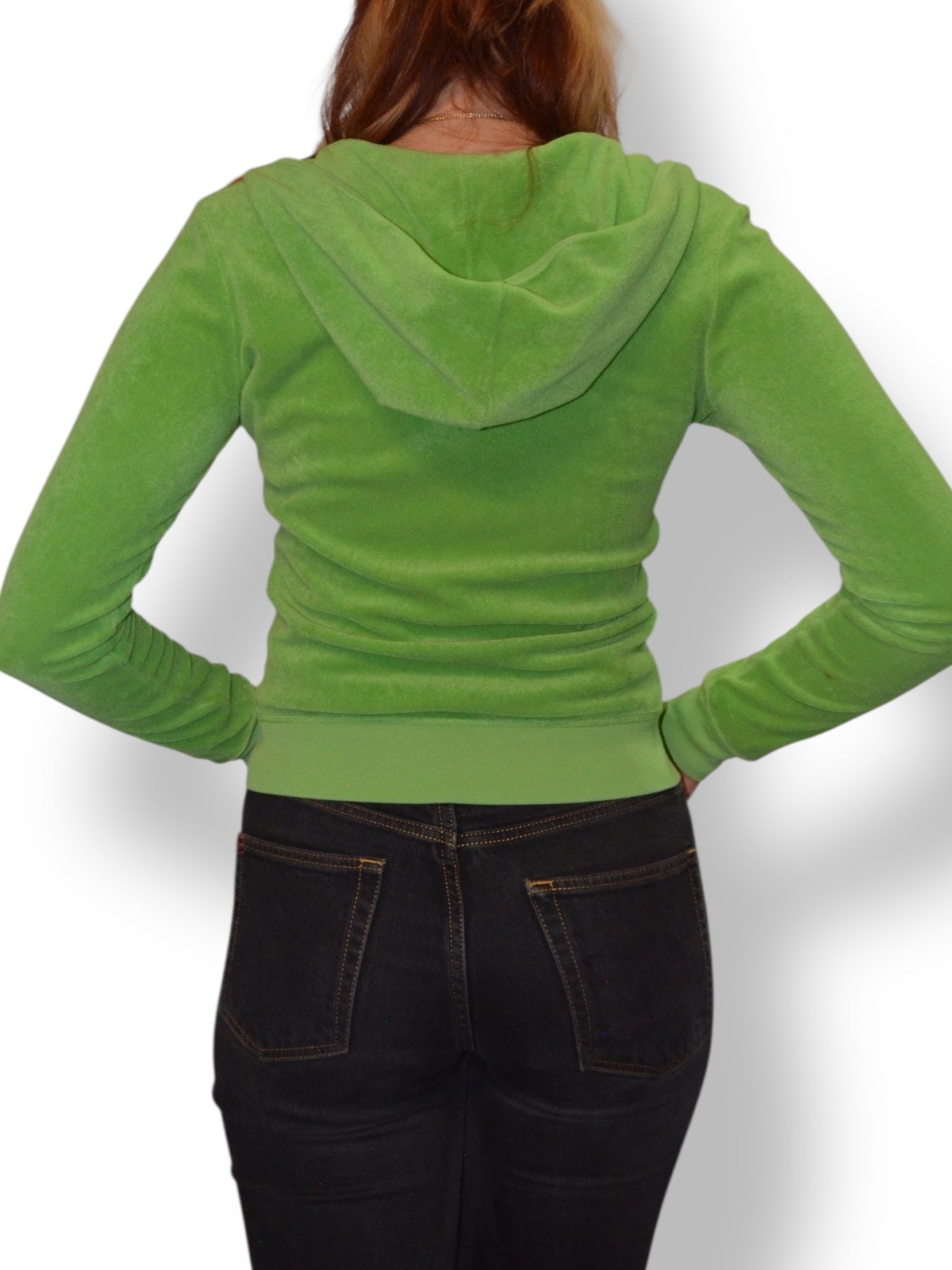 (M) Green Terry Cloth Juicy Couture Zip Up Hoodie