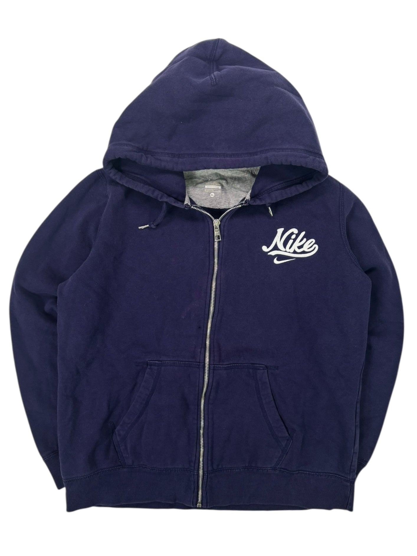 (L) Nike Embroidered Navy ZIp Up Hoodie