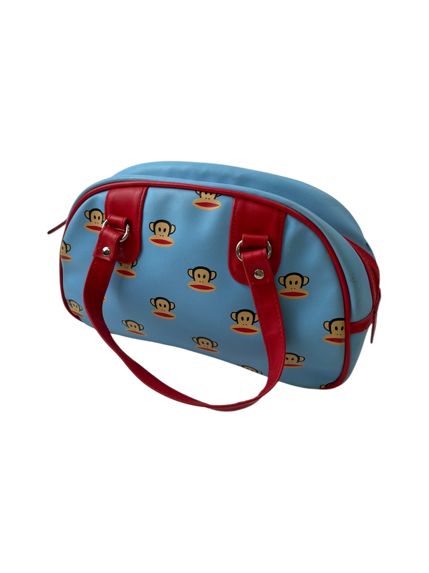 (O/S) Paul Frank Julius the Monkey Baby Blue Monogram Bowler Bag
