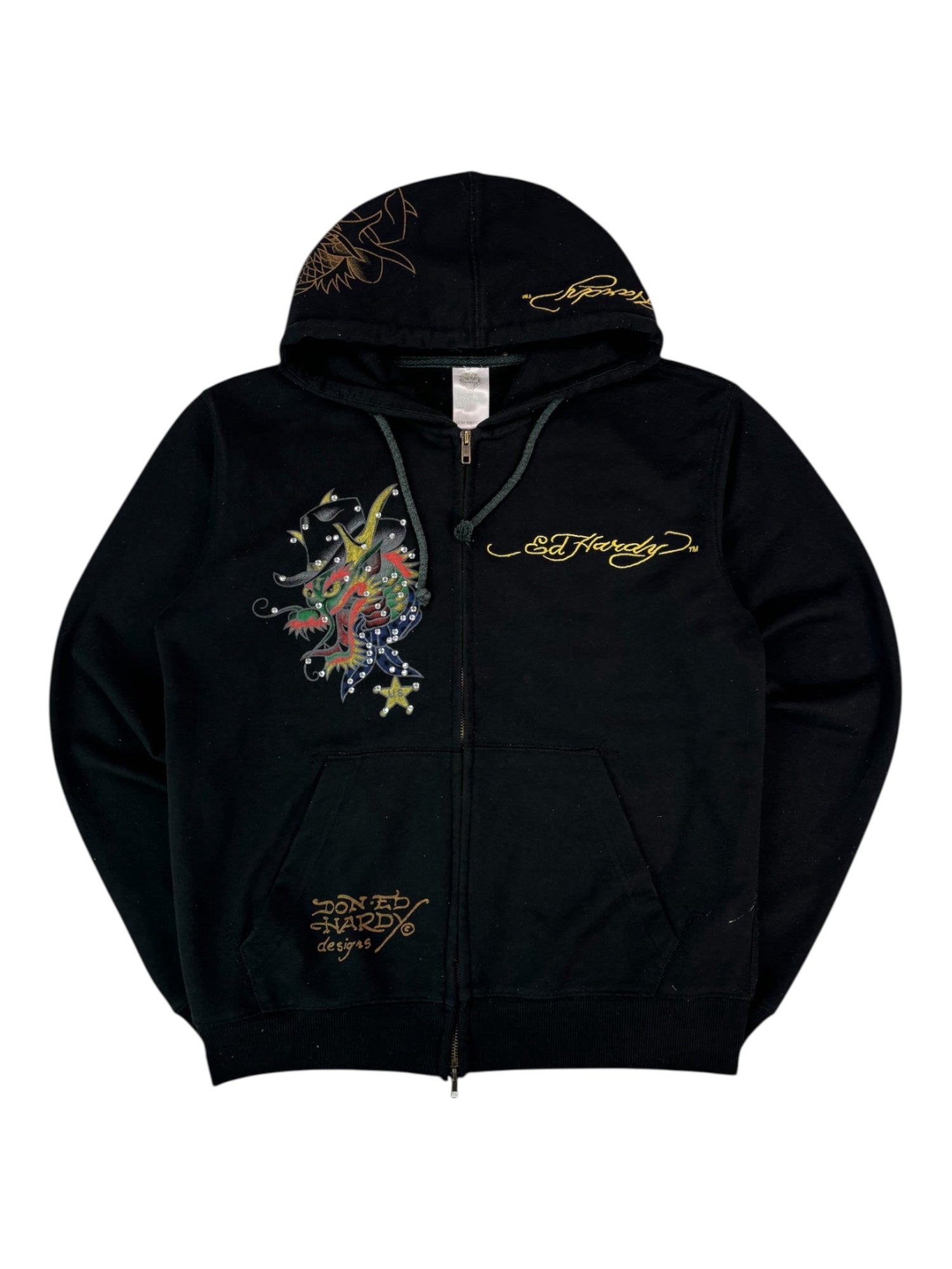 (M) Embellished Ed Hardy Zip-up Hoodie