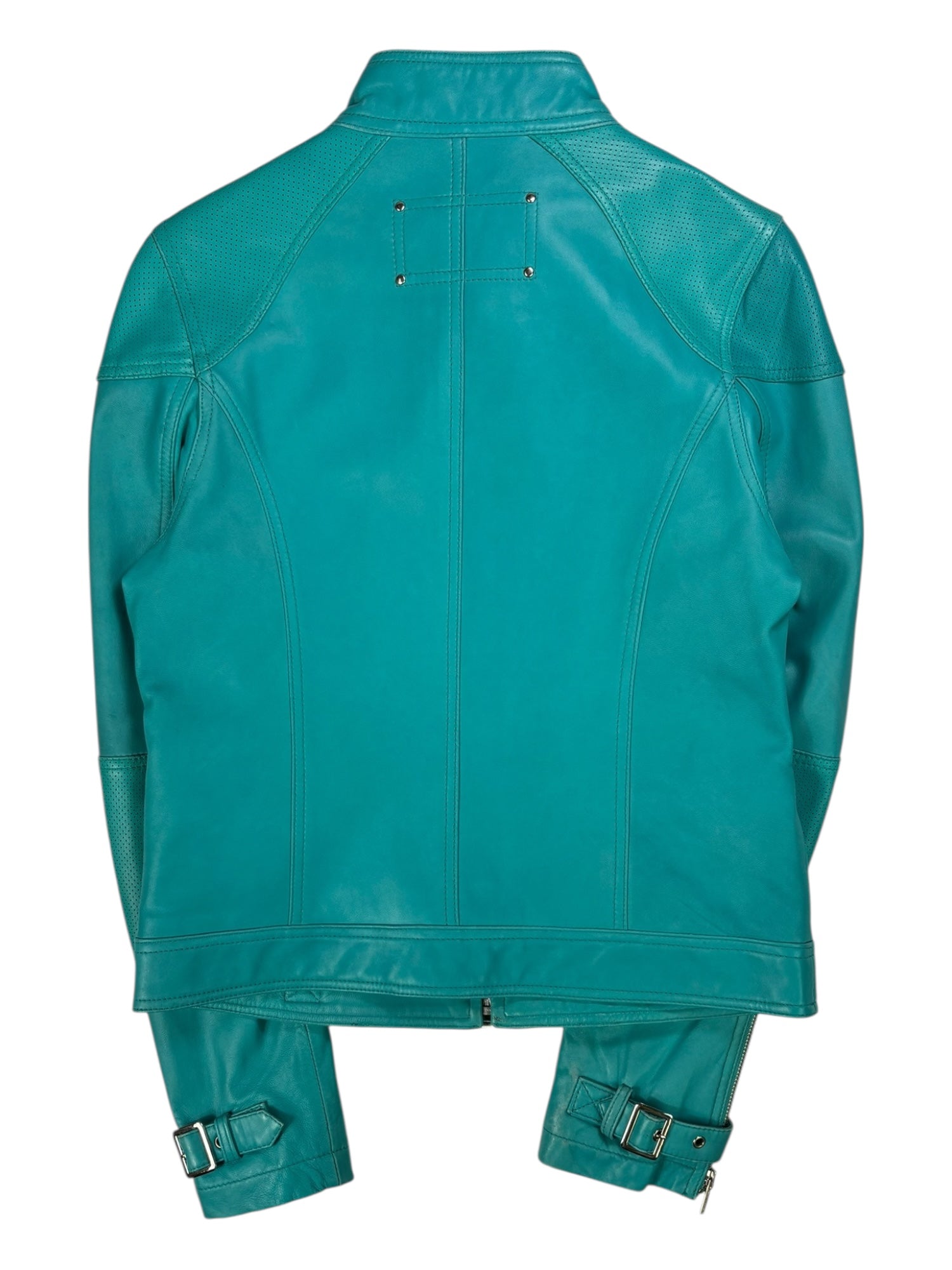 (S) Turquoise Leather Jacket