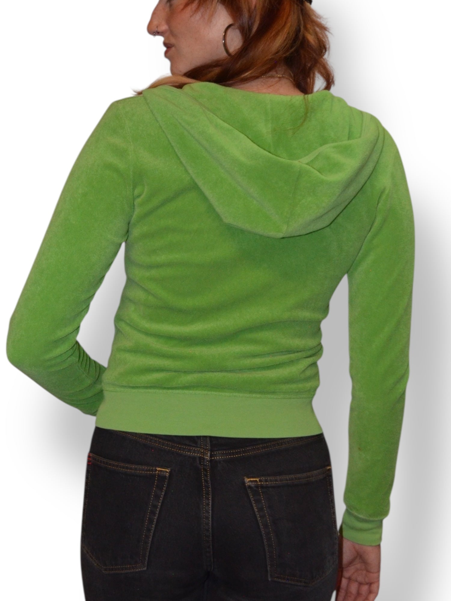 (M) Green Terry Cloth Juicy Couture Zip Up Hoodie