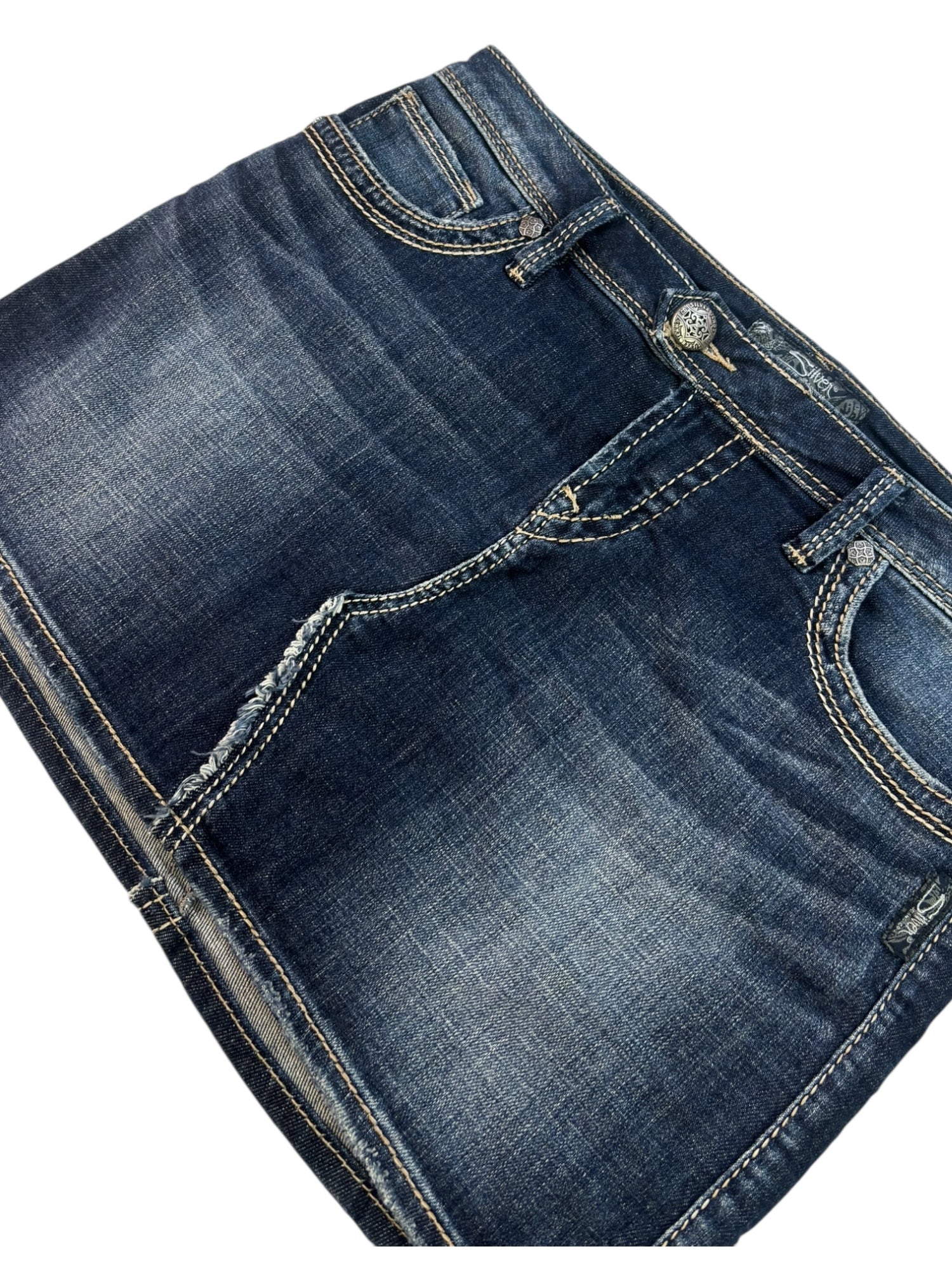 (30) Silver Denim Mini Skirt