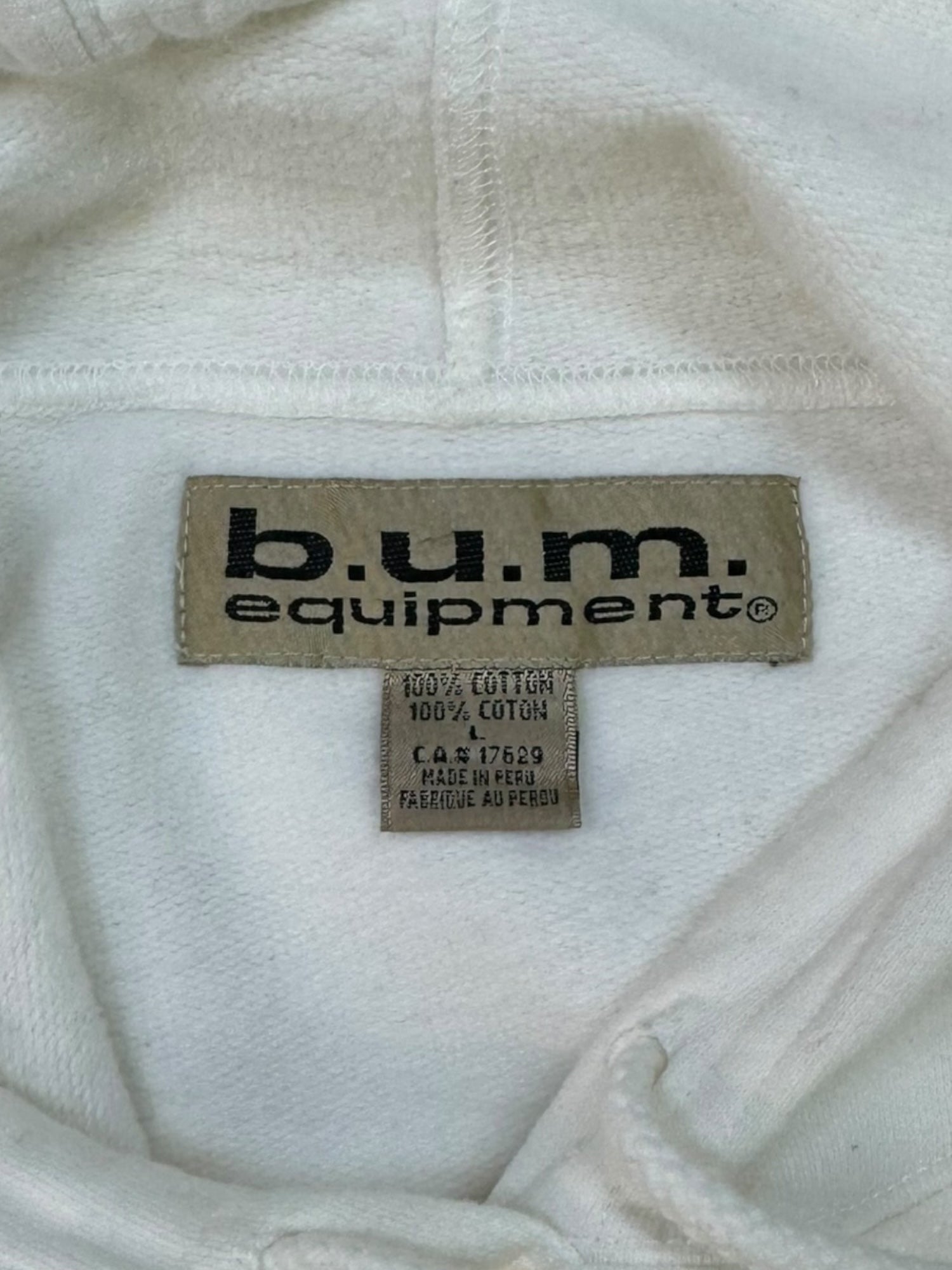 (L) B.U.M Equipment White Hoodie