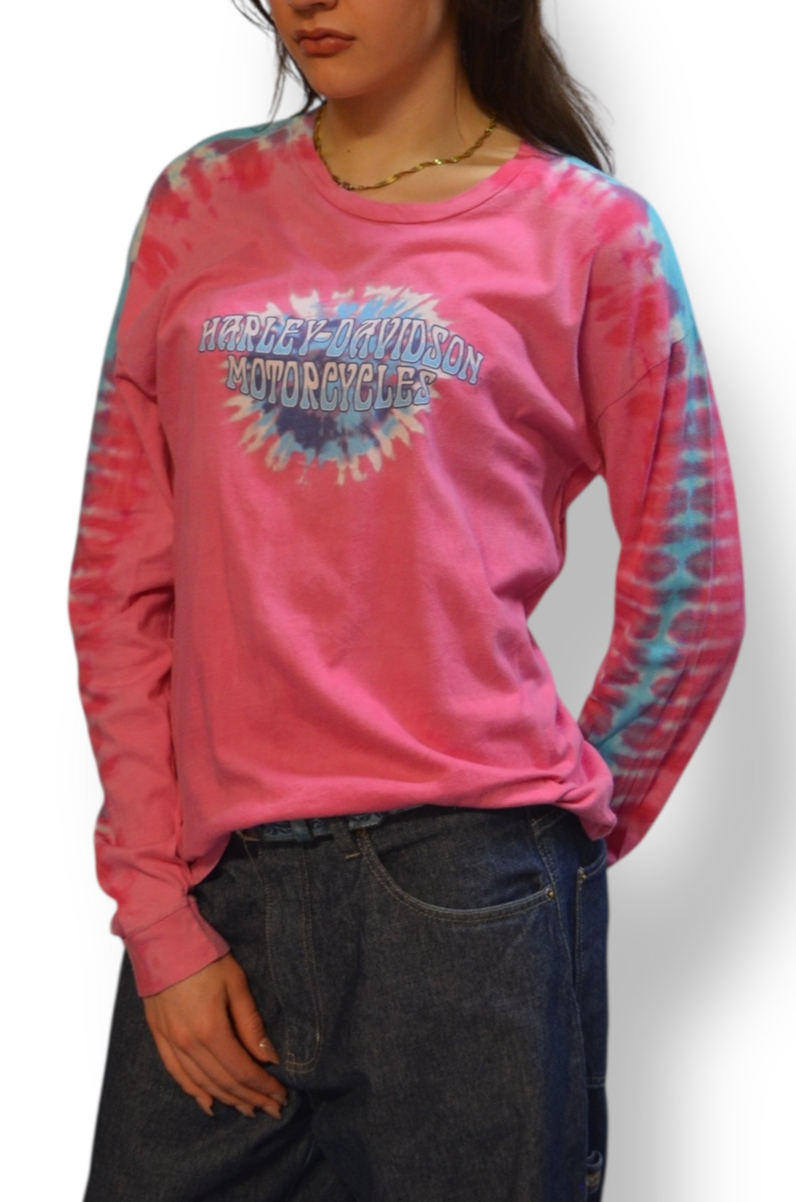 (XL) Tie-dye Harley Davidson Long Sleeve