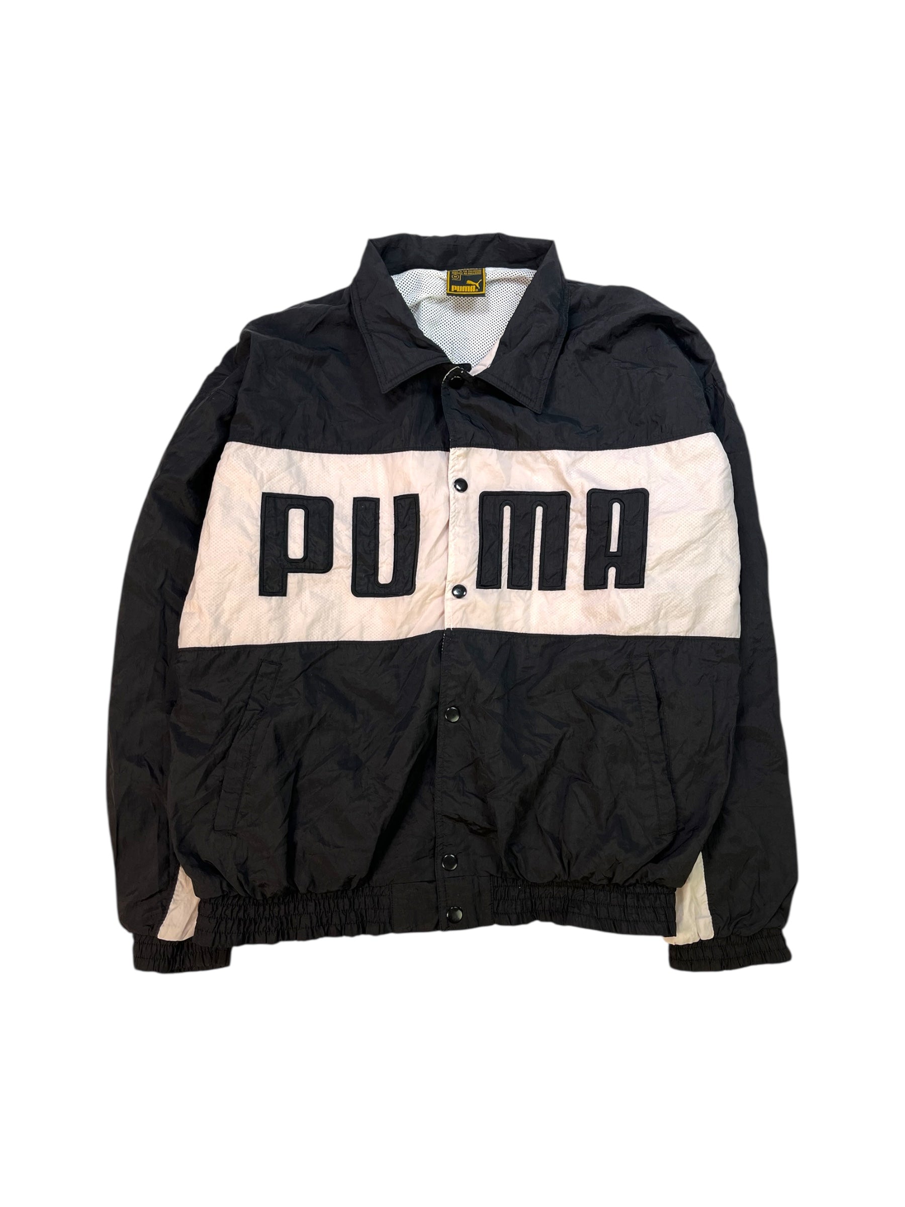 (M) PUMA White and Black Windbreaker