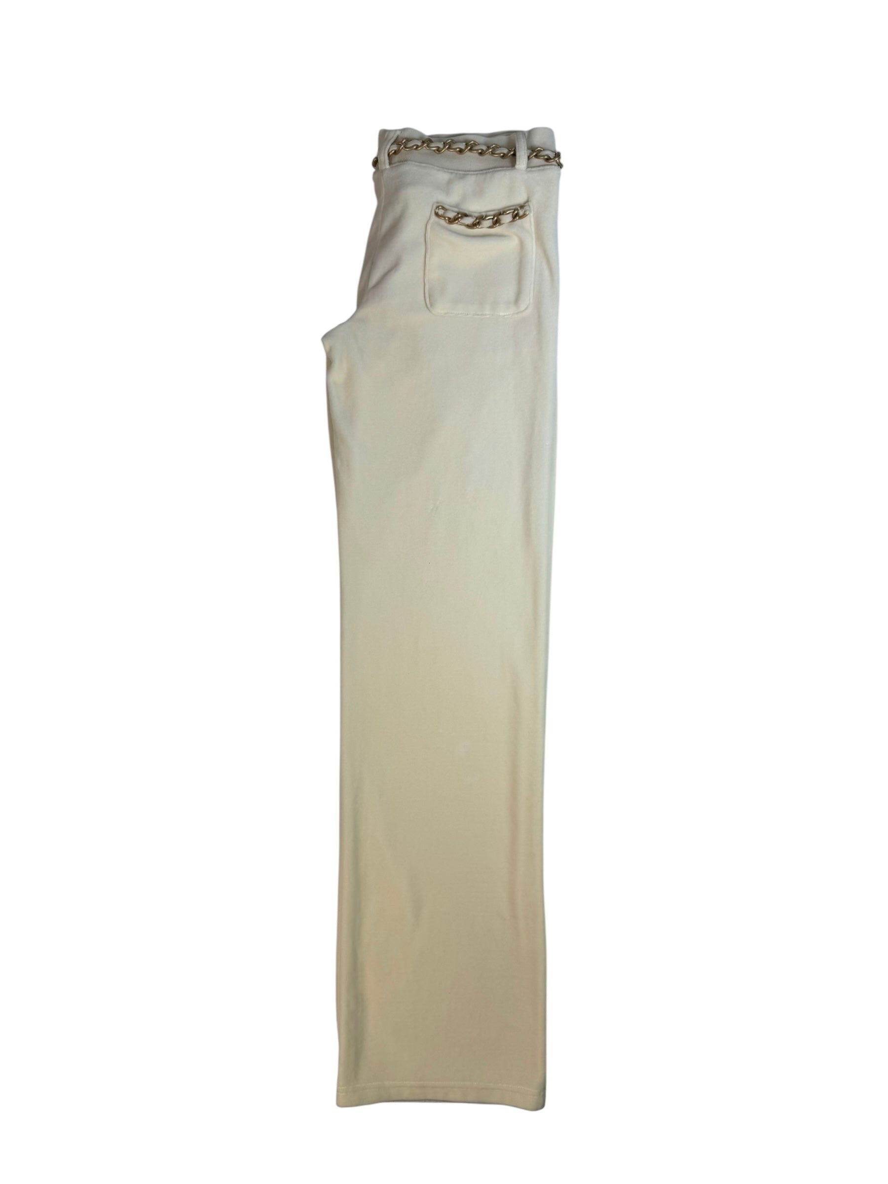 (M) Cream Chain Detail Juicy Couture Velour Pants
