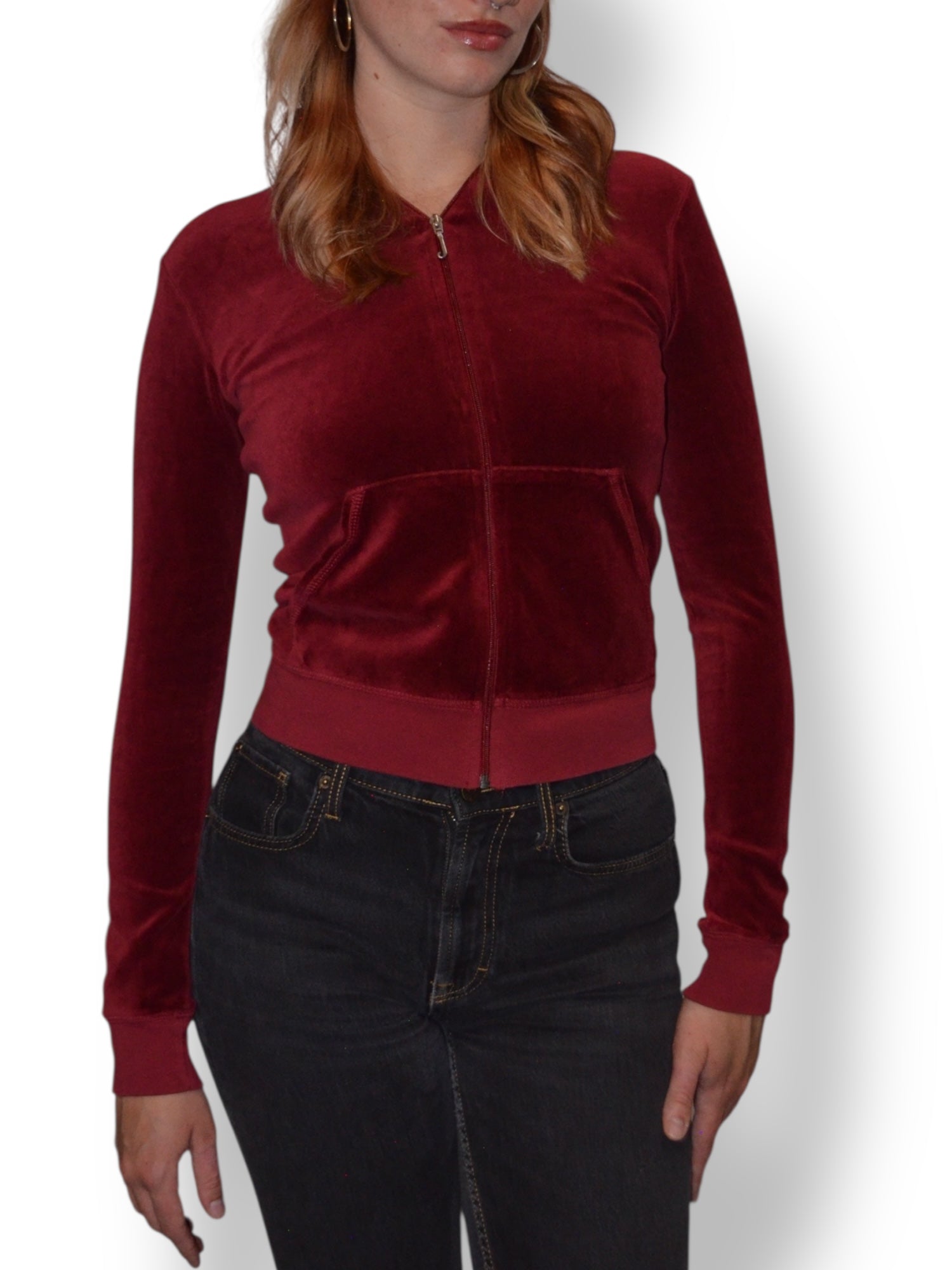 (S) Dark Red Juicy Couture Velour Zip-up