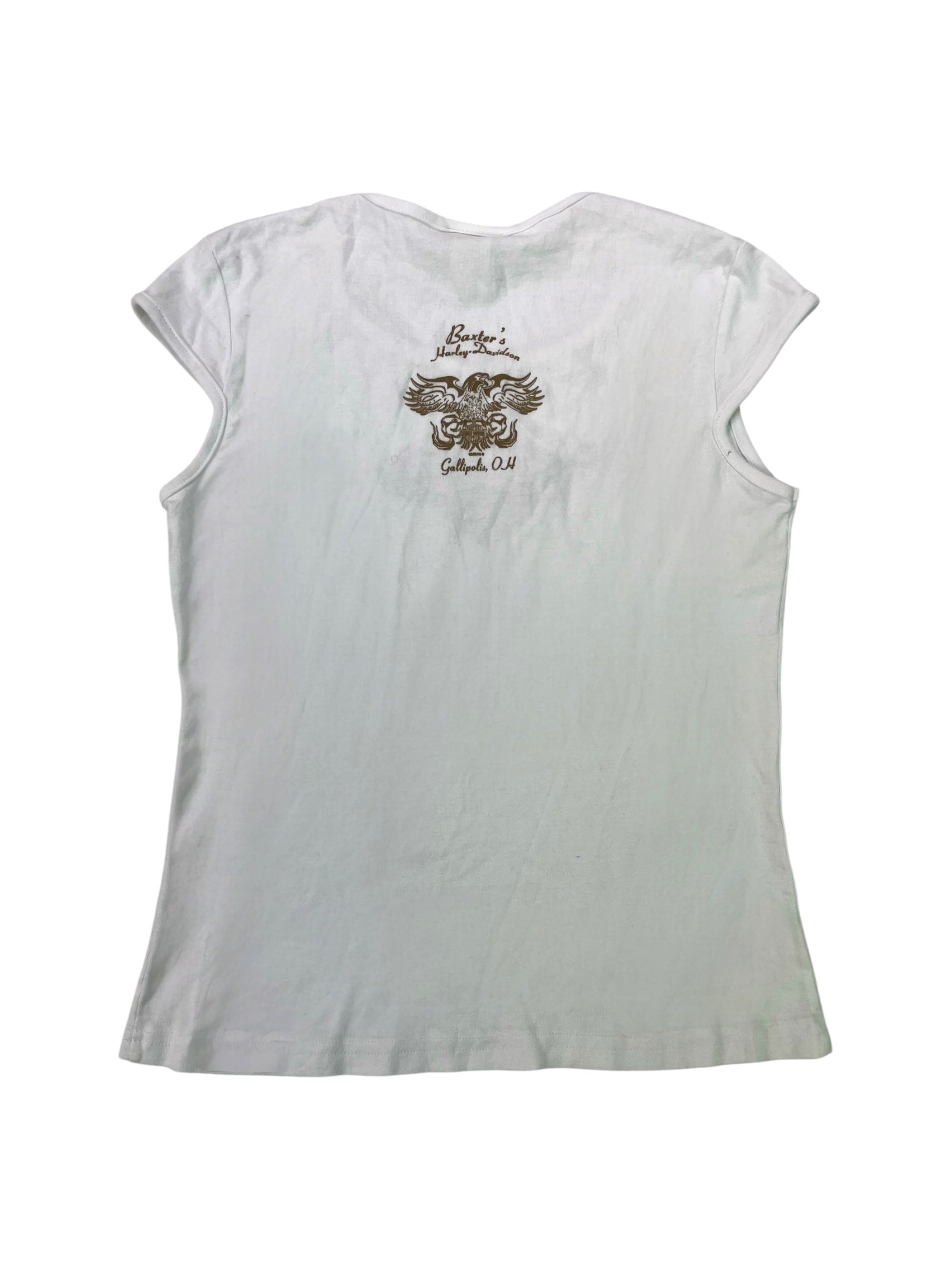 (M) Harley Davidson Eagle White Baby Tee