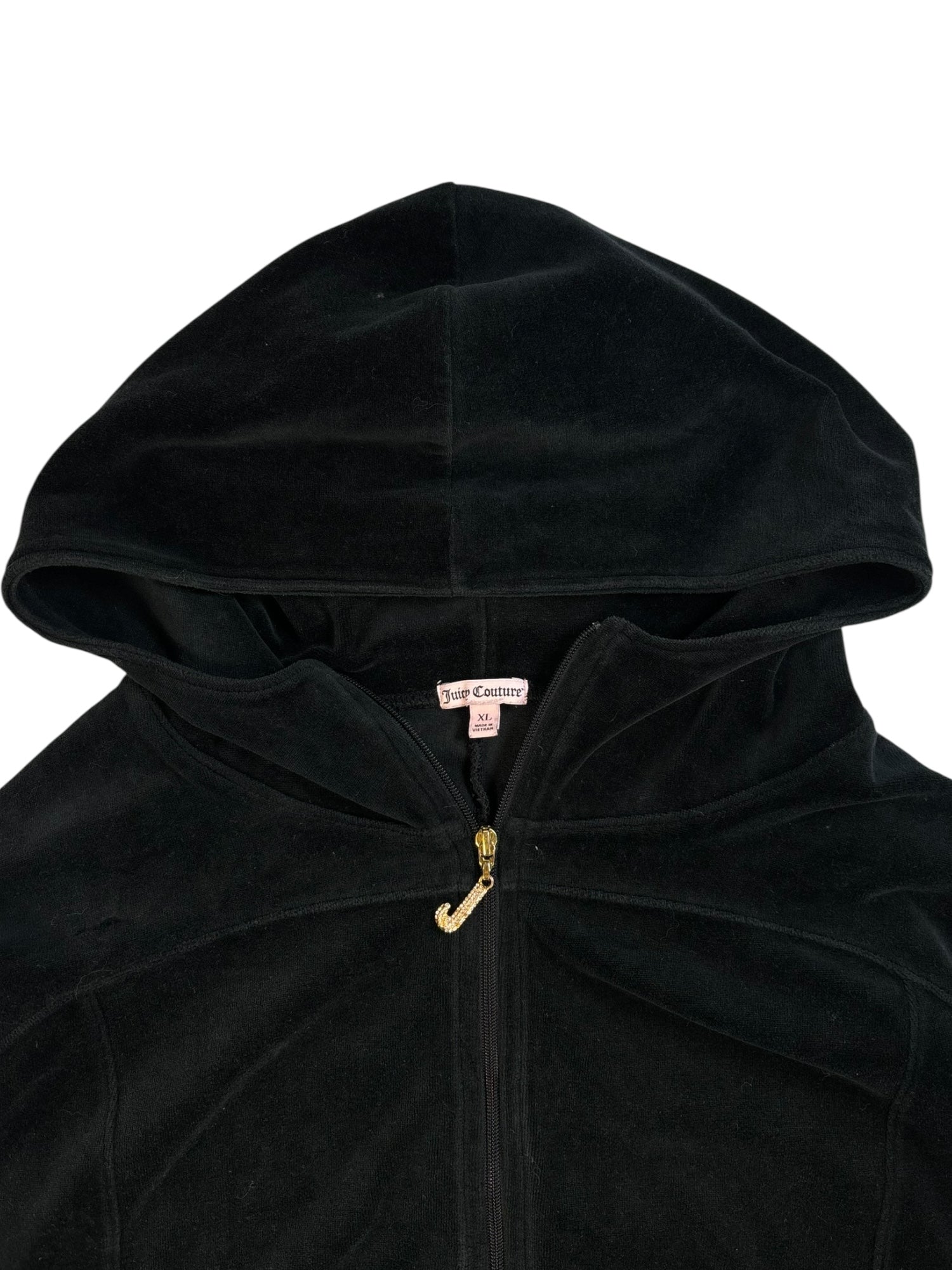 (L) Black Juicy Couture Velour Zip Up Hoodie