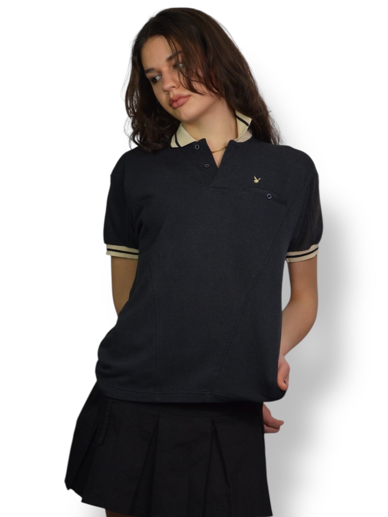 (M) Black Playboy Polo Tee