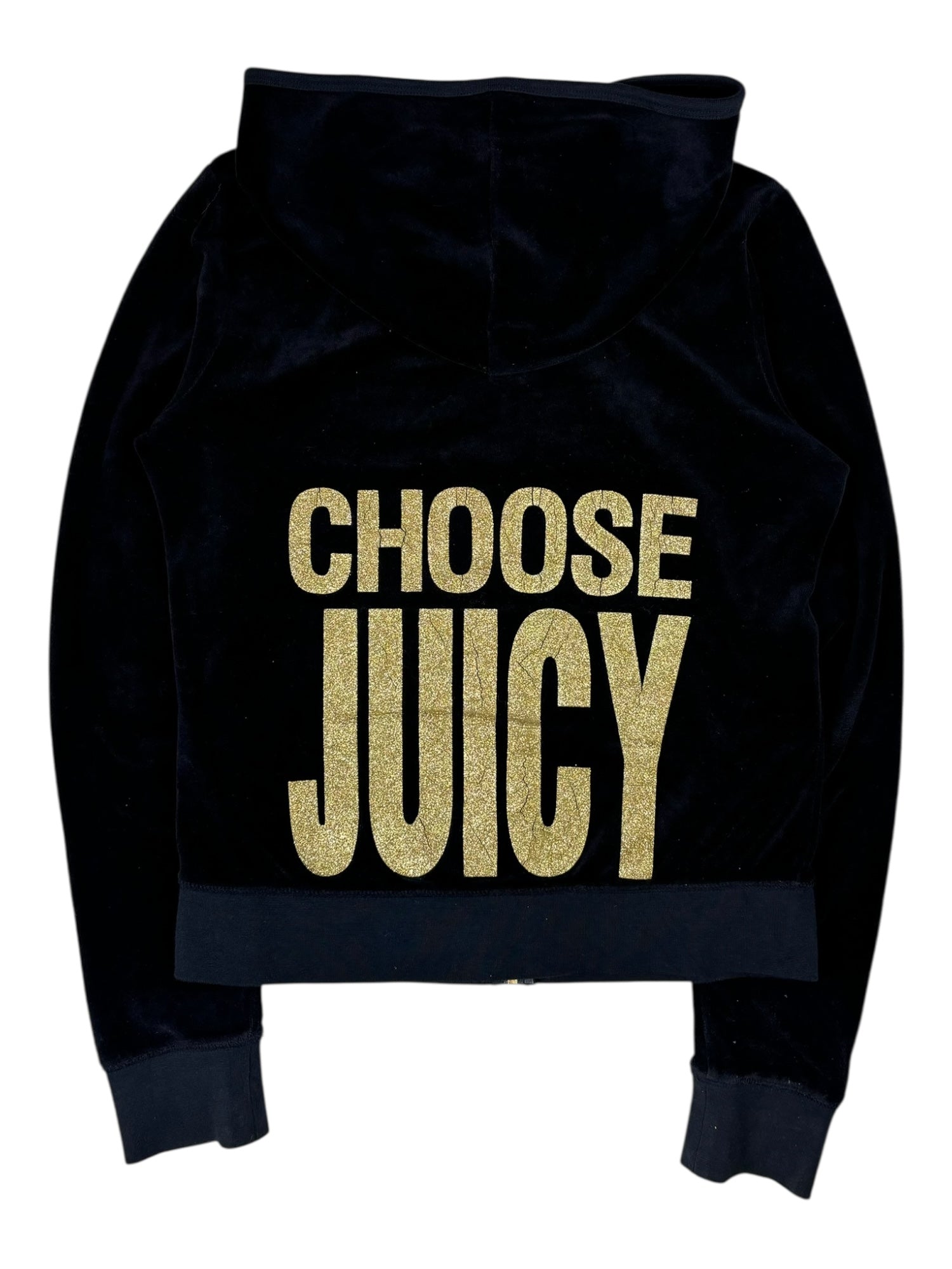 (L) CHOOSE JUICY Navy Blue Juicy Couture Velour Top