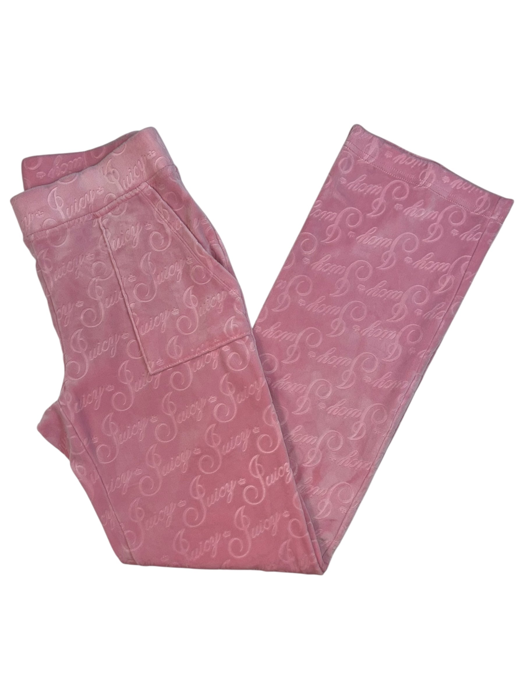 (XS) Light Pink Juicy Printed Juicy Couture Velour Pants