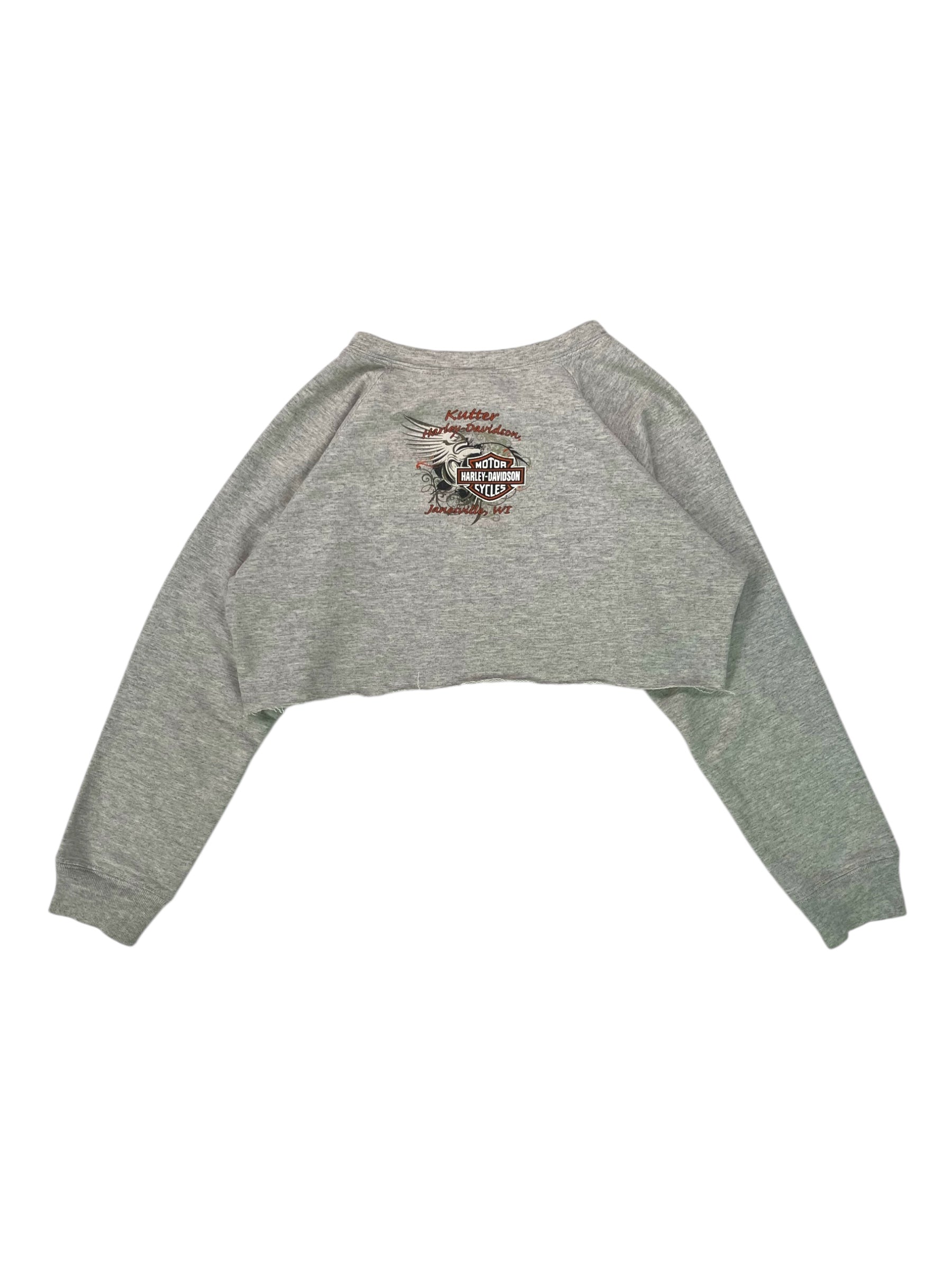(S) Harley Davidson Cropped Grey Long Sleeve