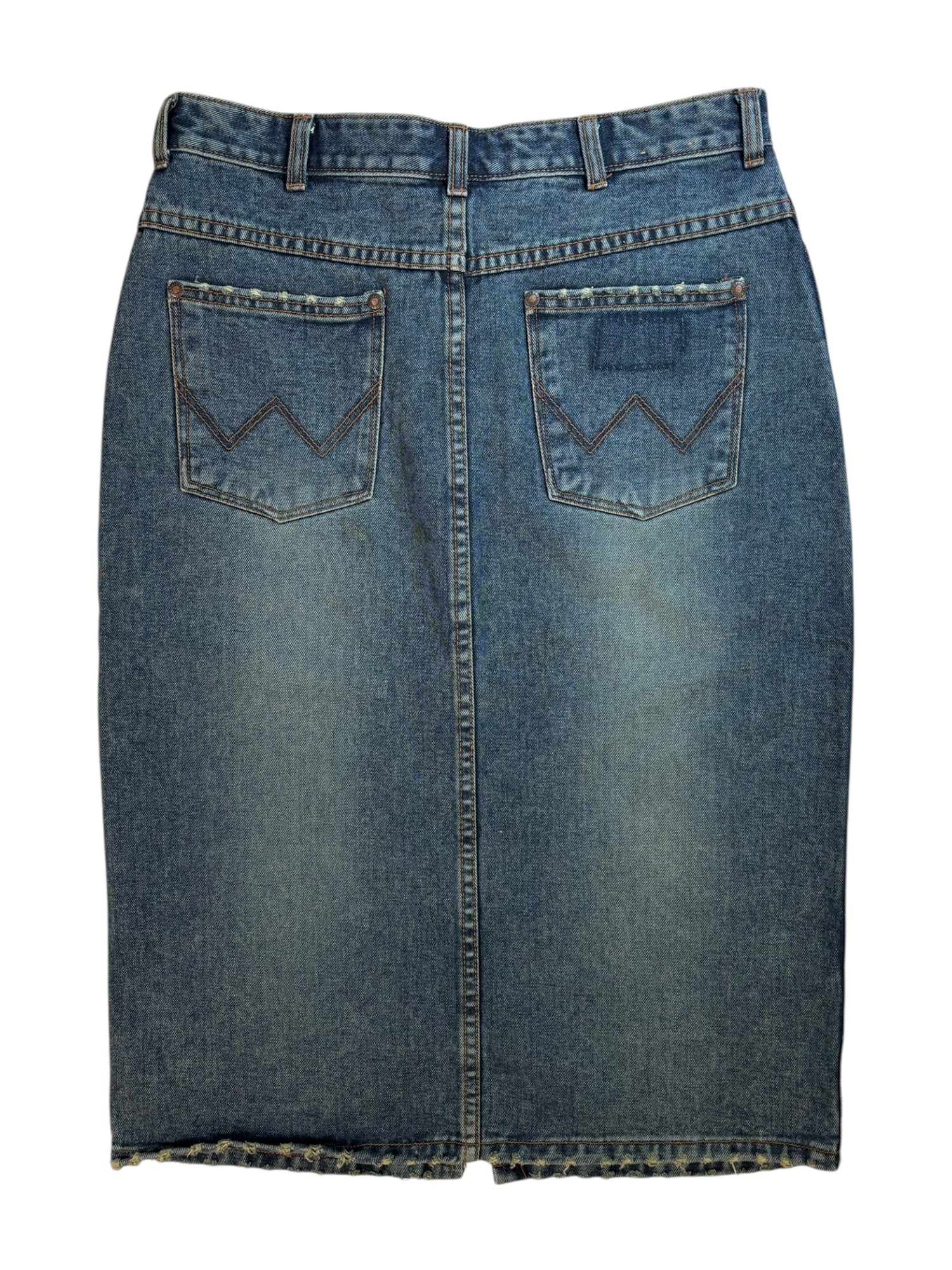 (29) Relaxed Jeans Embellished Denim Midi Skirt