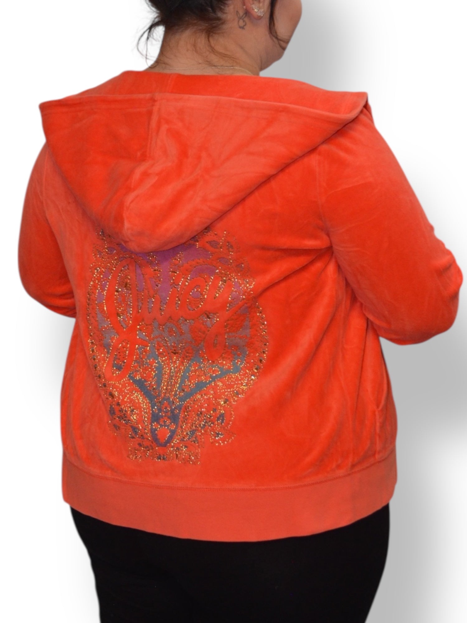 (L) Coral Juicy Couture Velour Zip-up