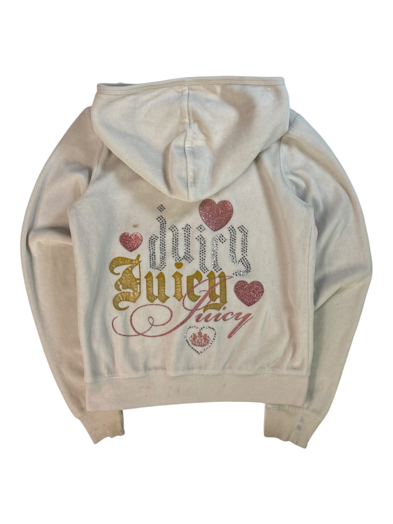 (S) White Embellished Juicy Couture Zip-up Hoodie