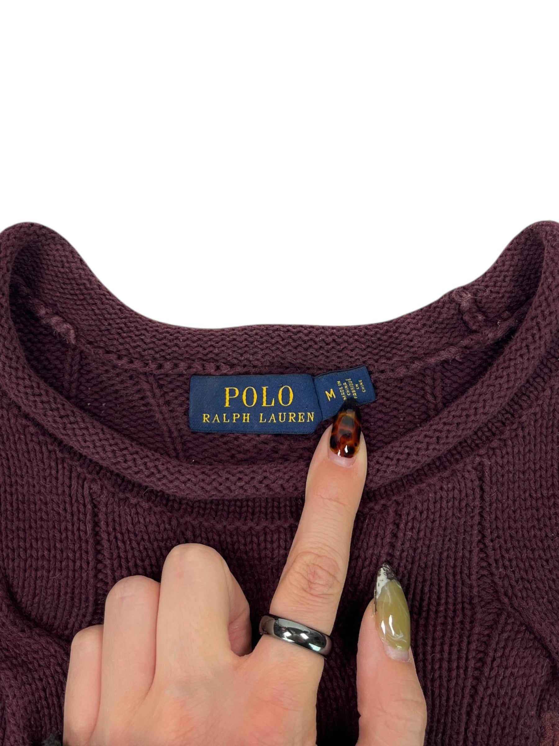 (M) Polo Ralph Lauren Cable Knit Burgundy Sweater