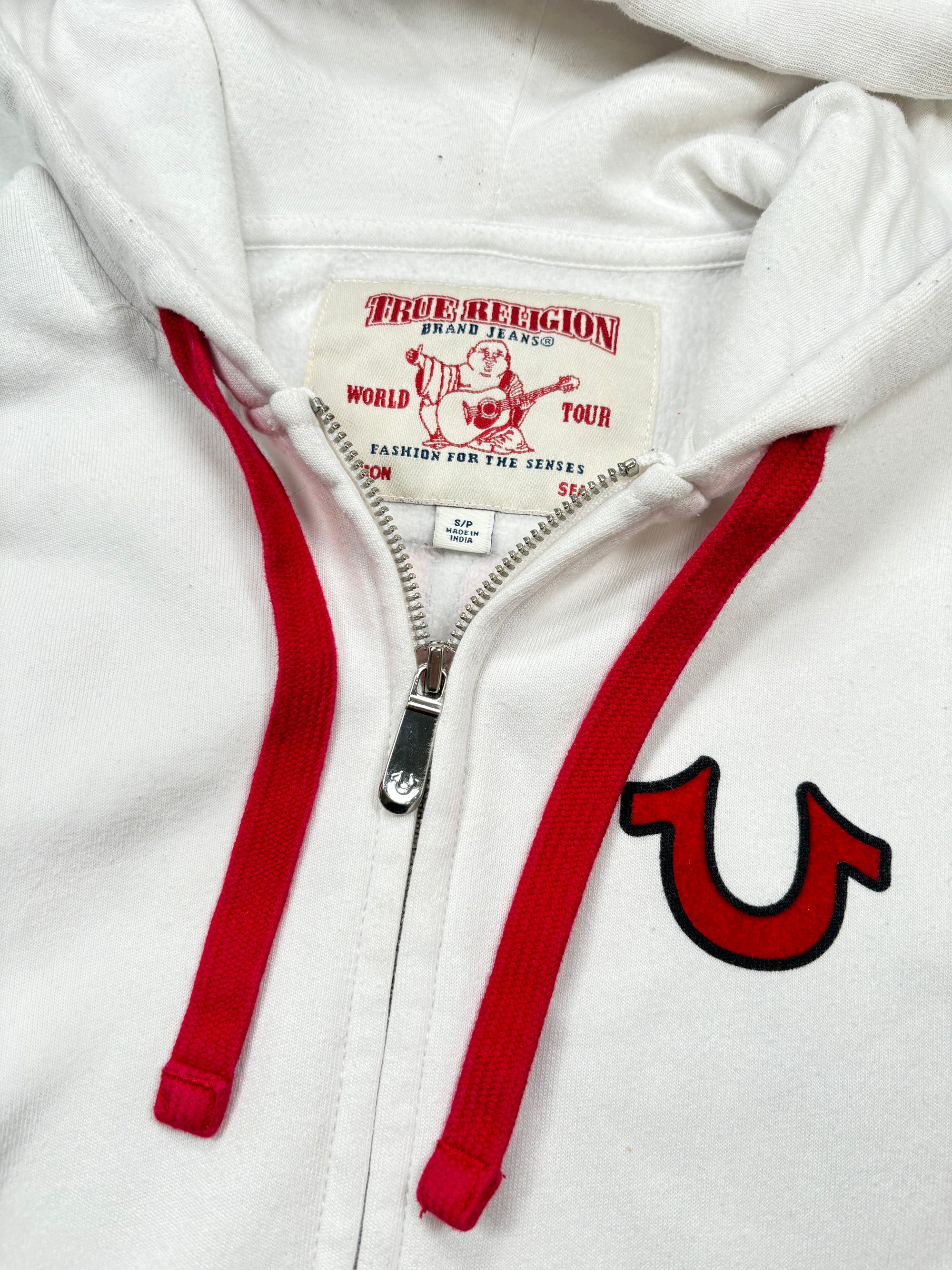 (S) True Religion Full Zip Hoodie White Small