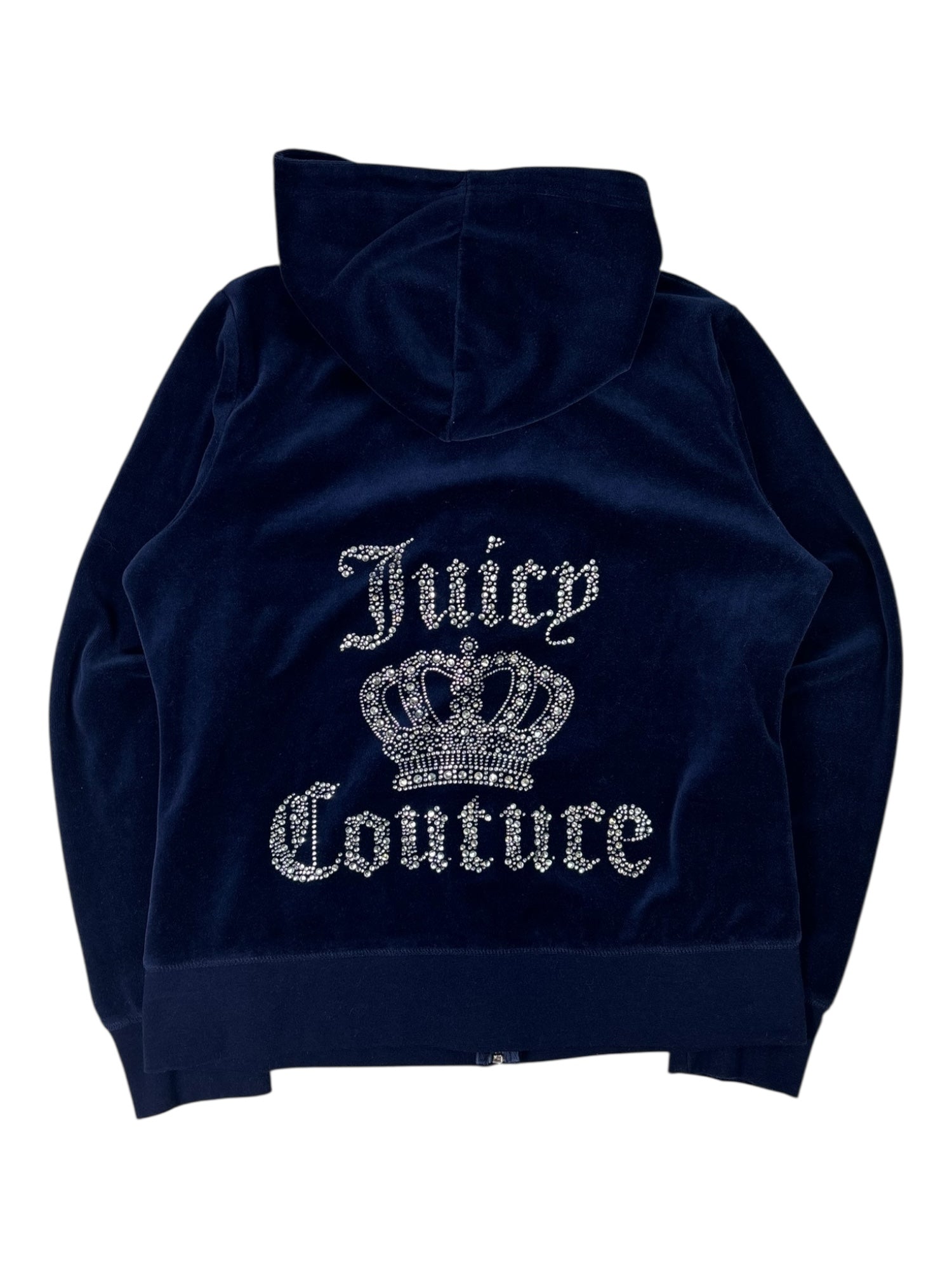 (XXL) Navy Blue Embellished Juicy Couture Zip Up Hoodie