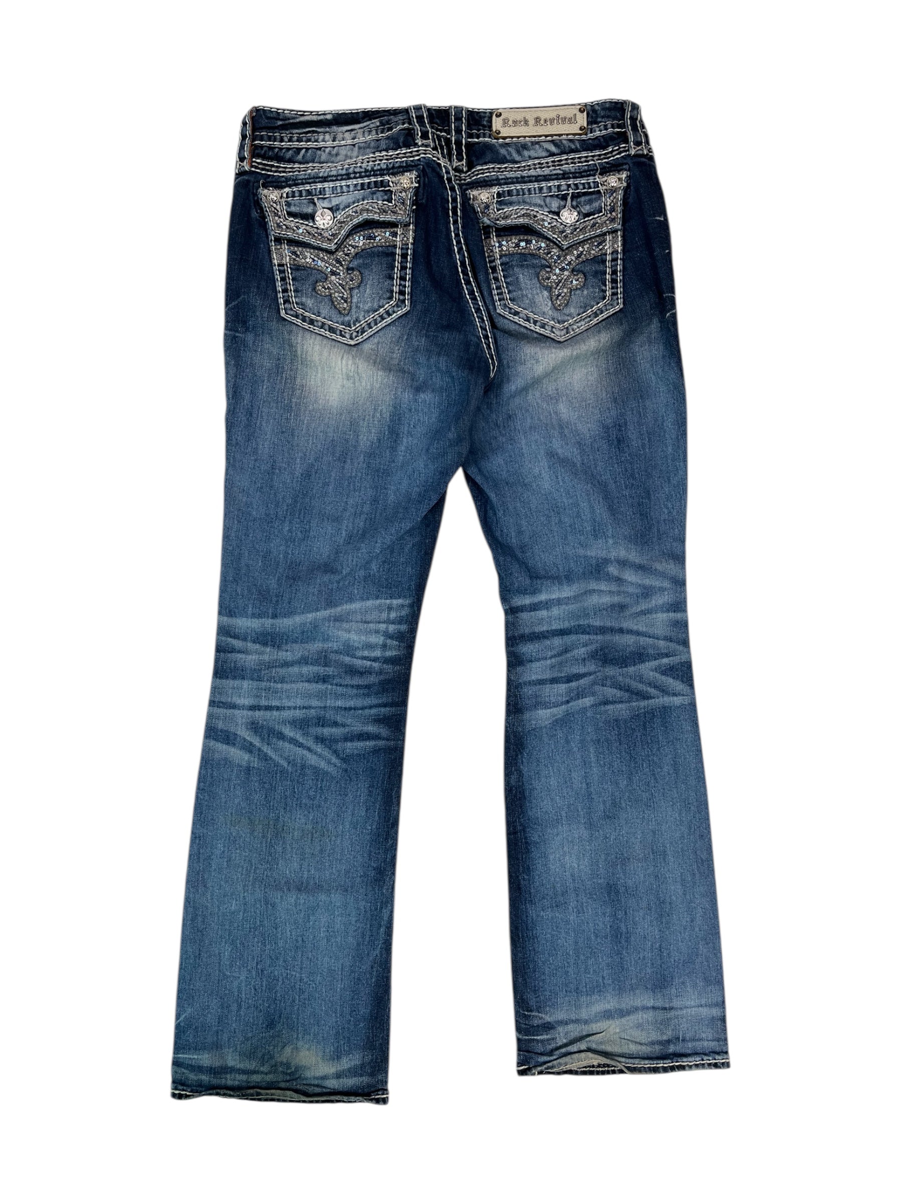 (34) Rock Revival Embellished Denim Bootcut