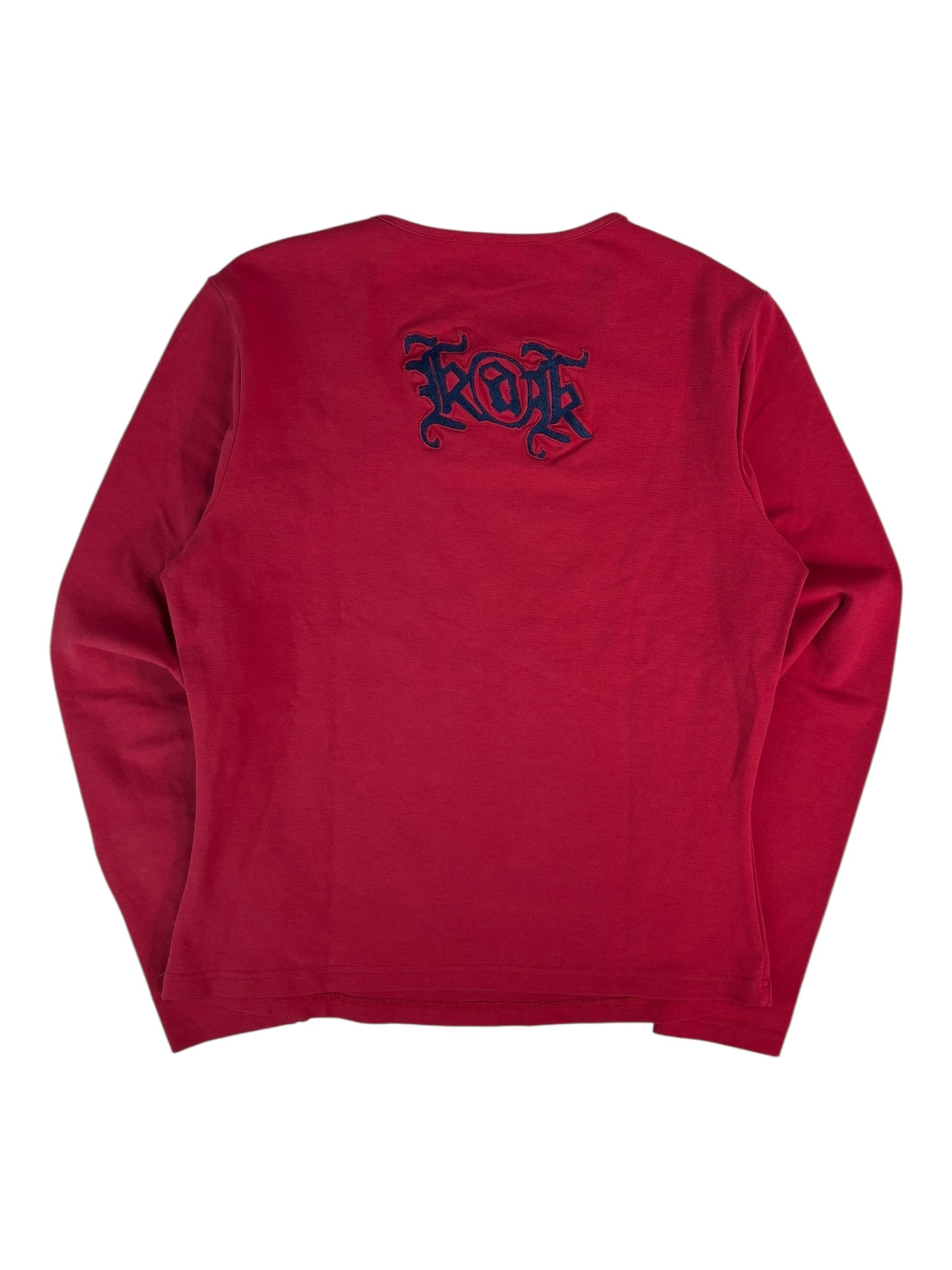 (M) Red Embellished Long Sleeve Tee