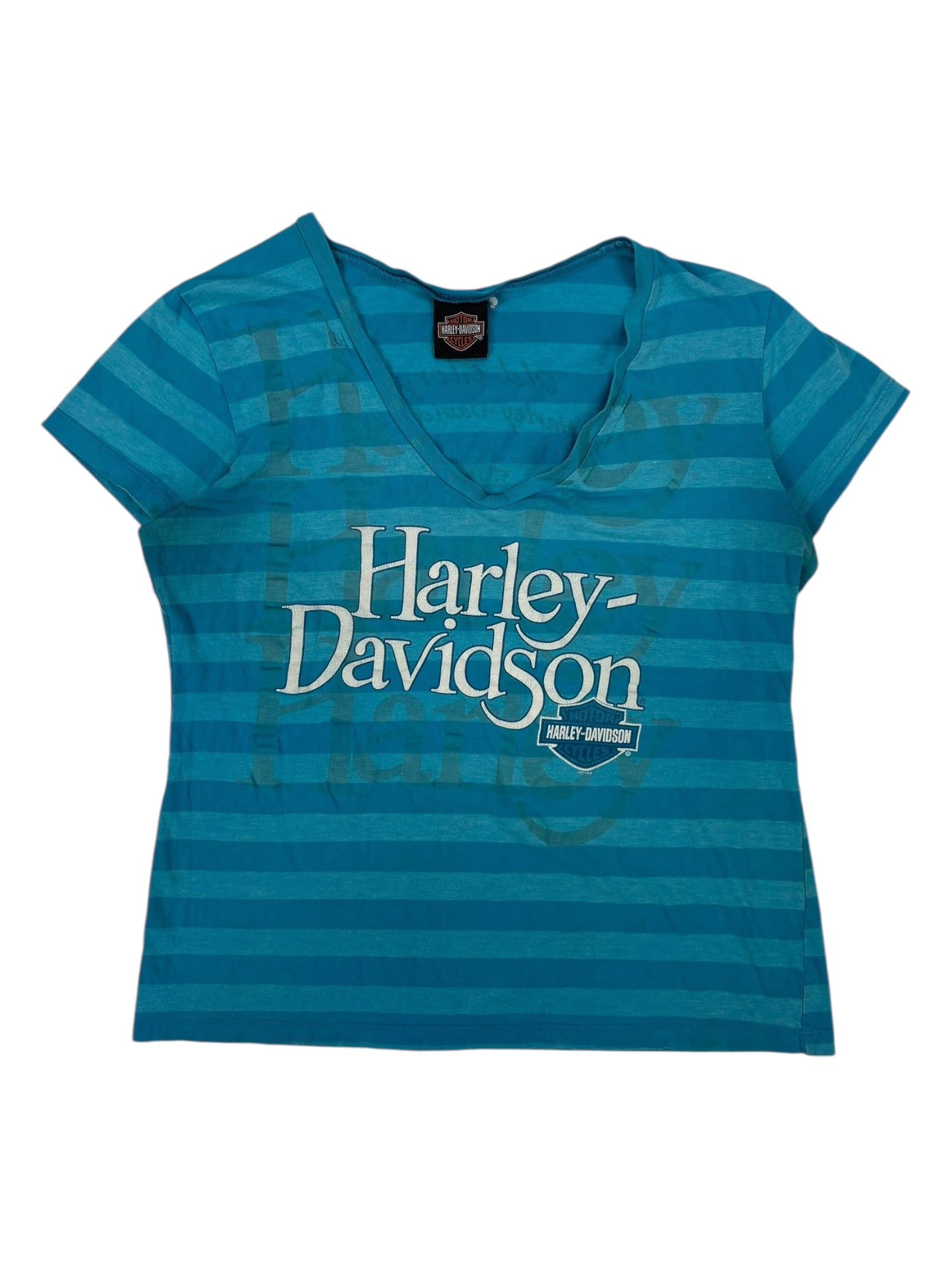 (M) Blue Stripped Harley Davidson Tee