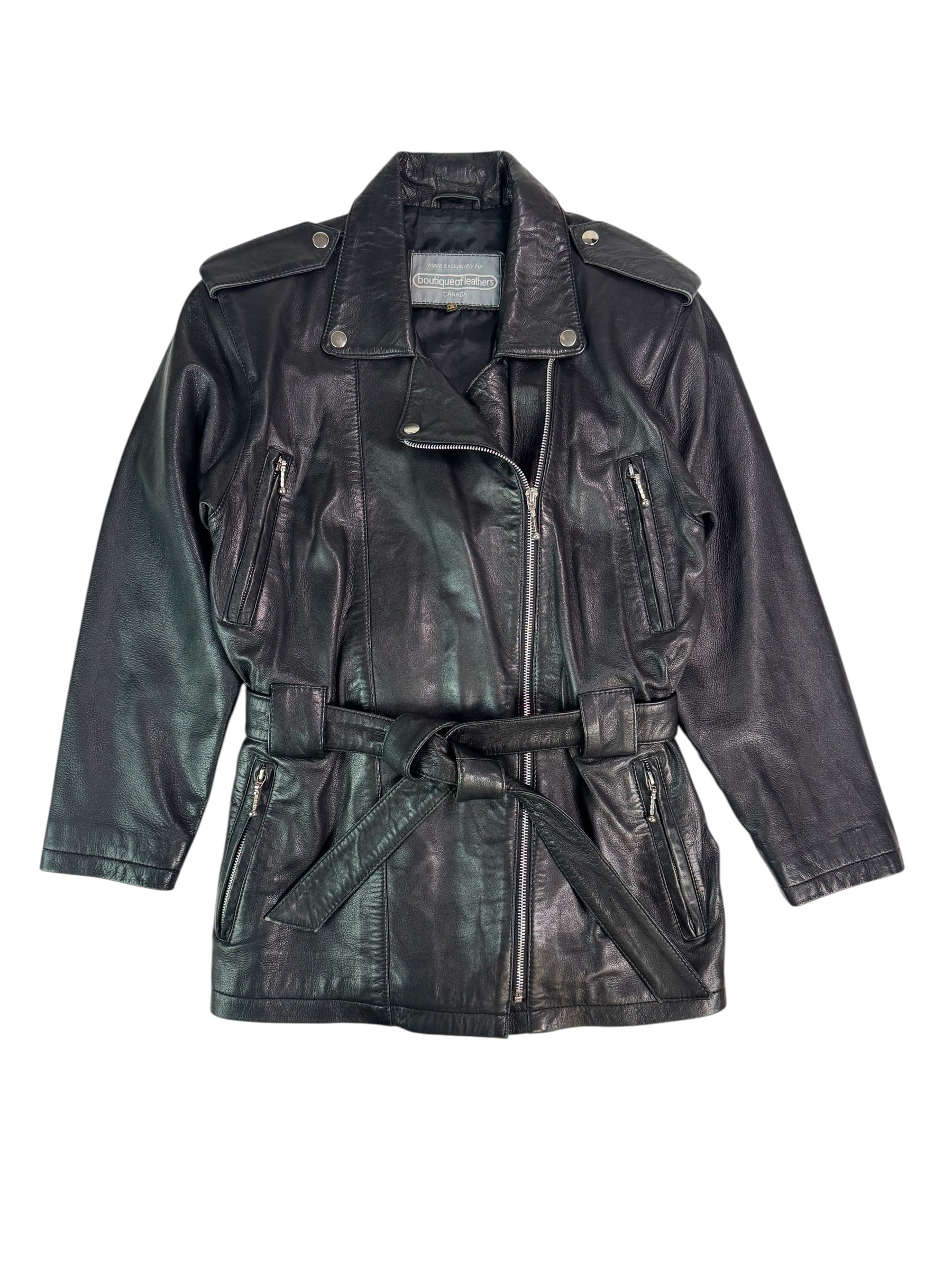 (S) Boutique of Leathers Black Moto Style Leather Jacket