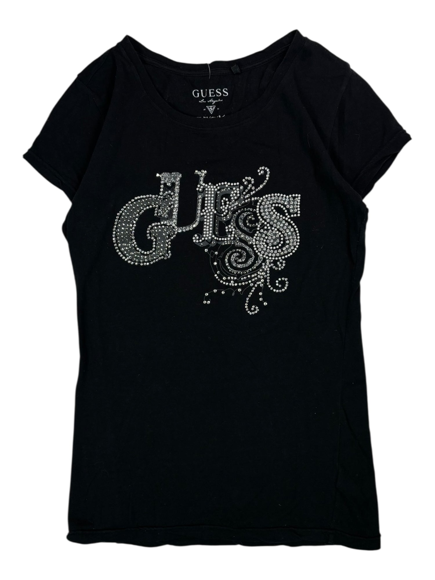 (S) Black Embellished GUESS Baby Tee
