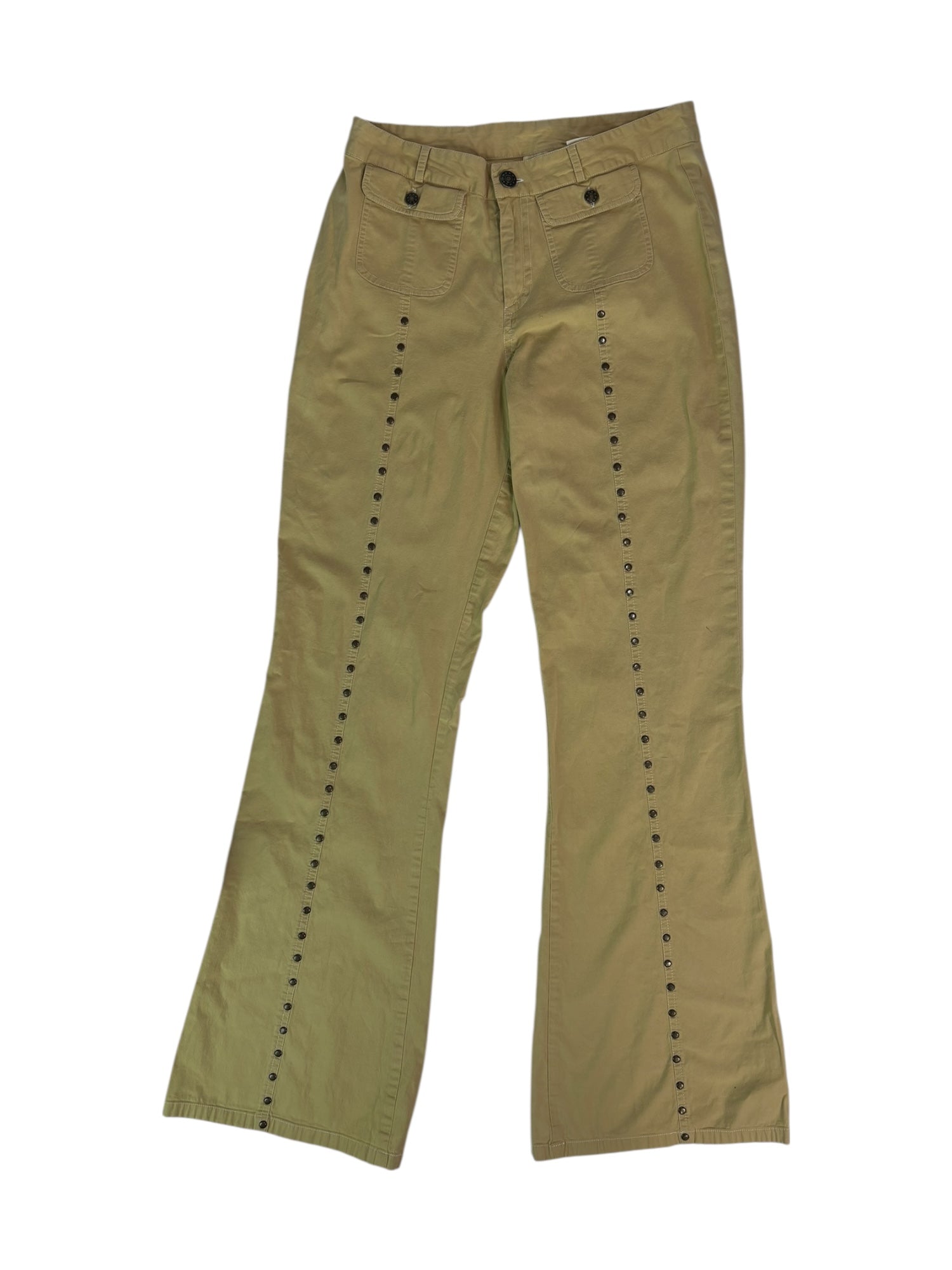 (26) Vintage fork Light Yellow Studded Flair Pants