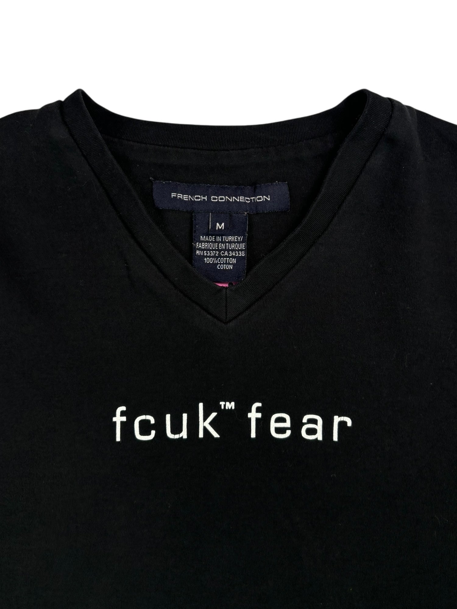 (L) fcuk fear Black V-neck Tee