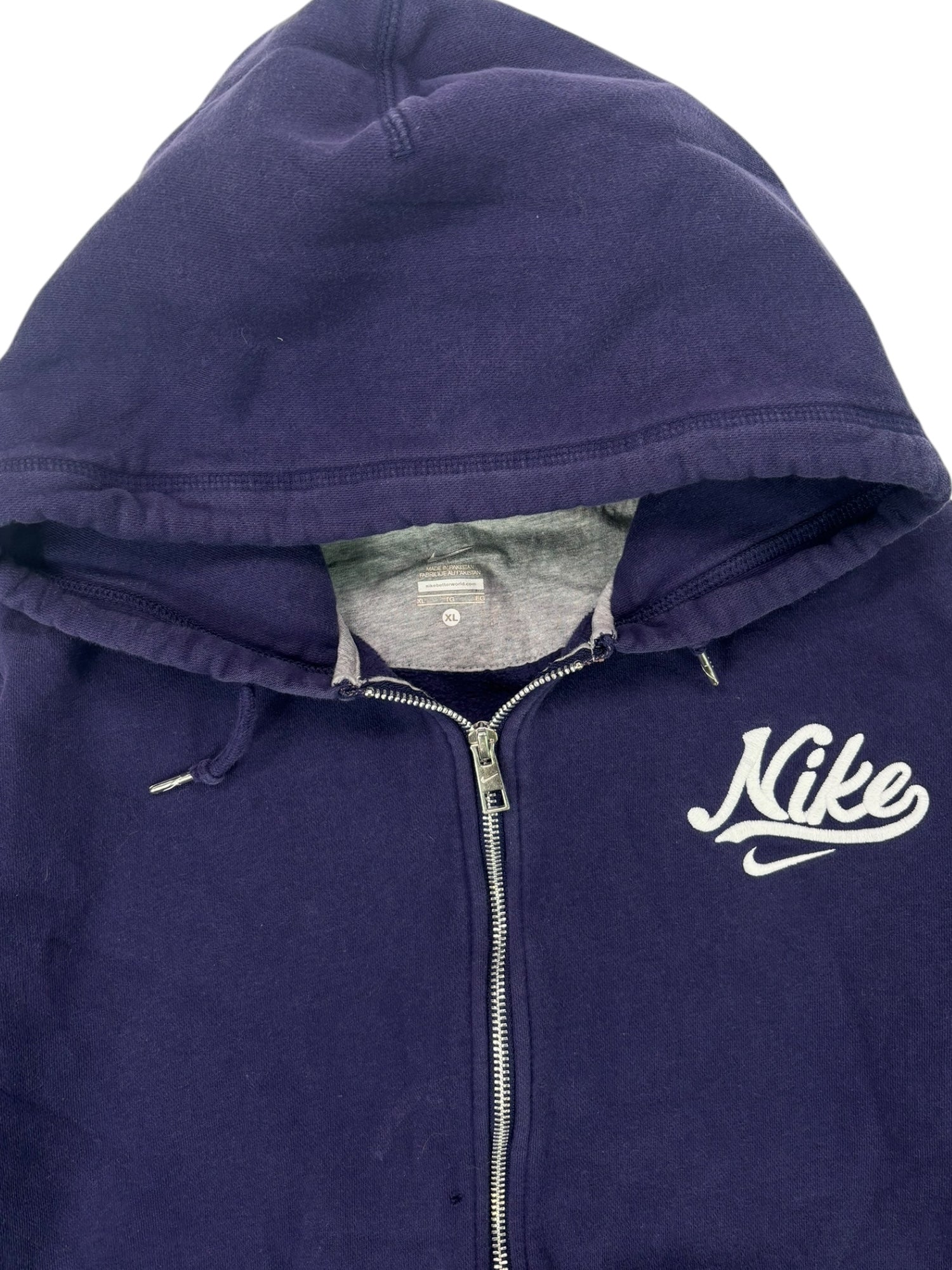 (L) Nike Embroidered Navy ZIp Up Hoodie