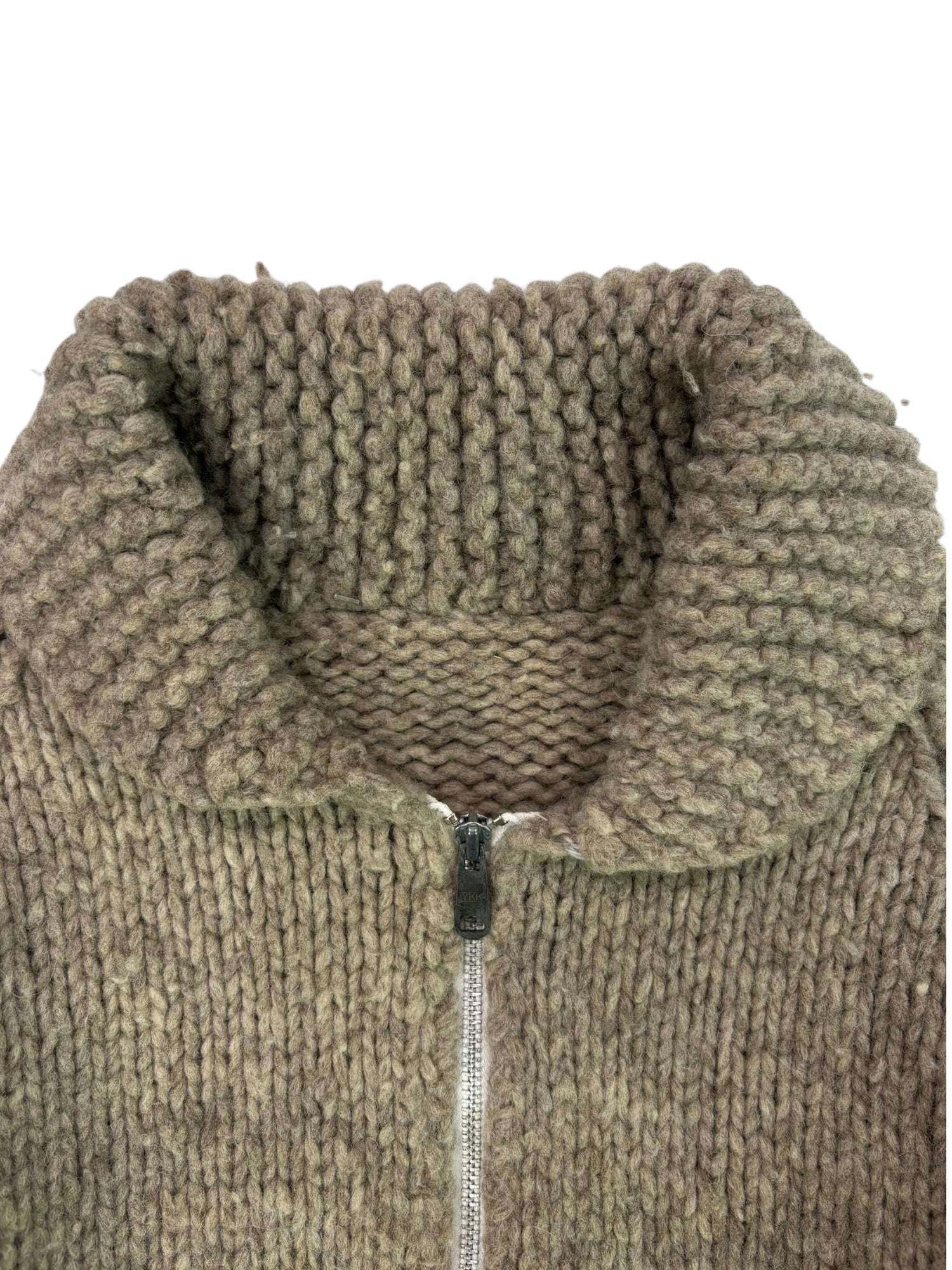 (M) Knit Tan and Cream Zippered Sweater