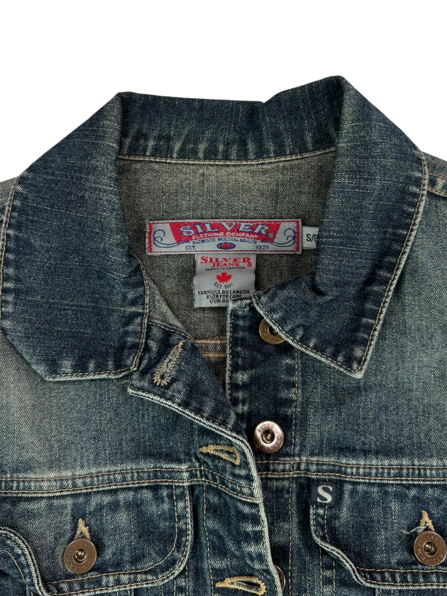 (XS) Vintage Silver Jeans Cropped Denim Jacket