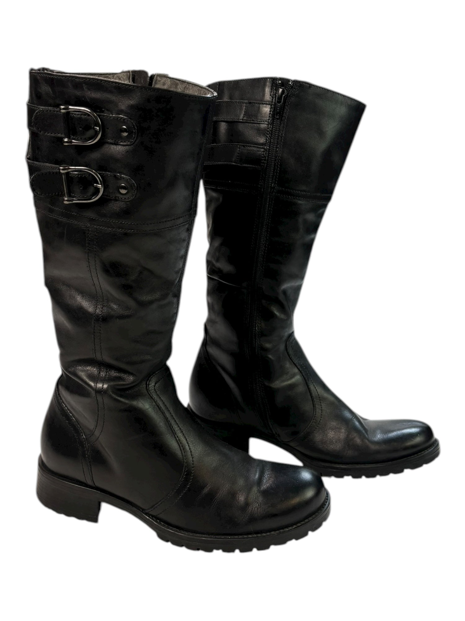 (7.5) Janet D. Black Moto Style Boots