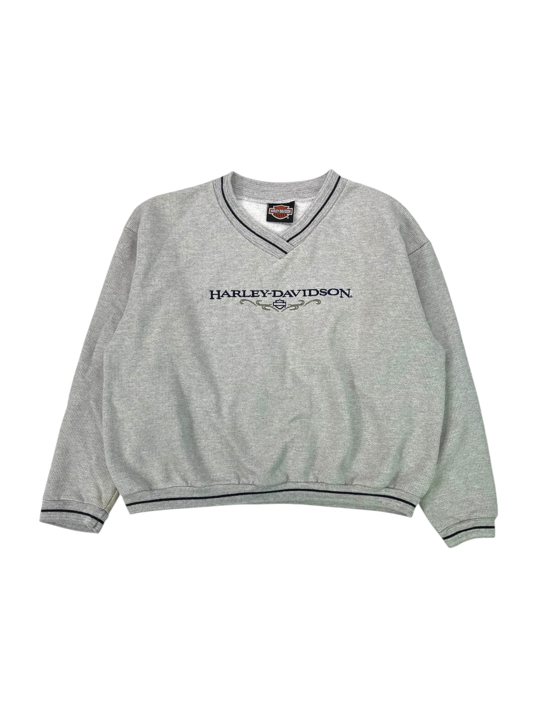 (M) Harley Davidson Waffle Knit Crewneck